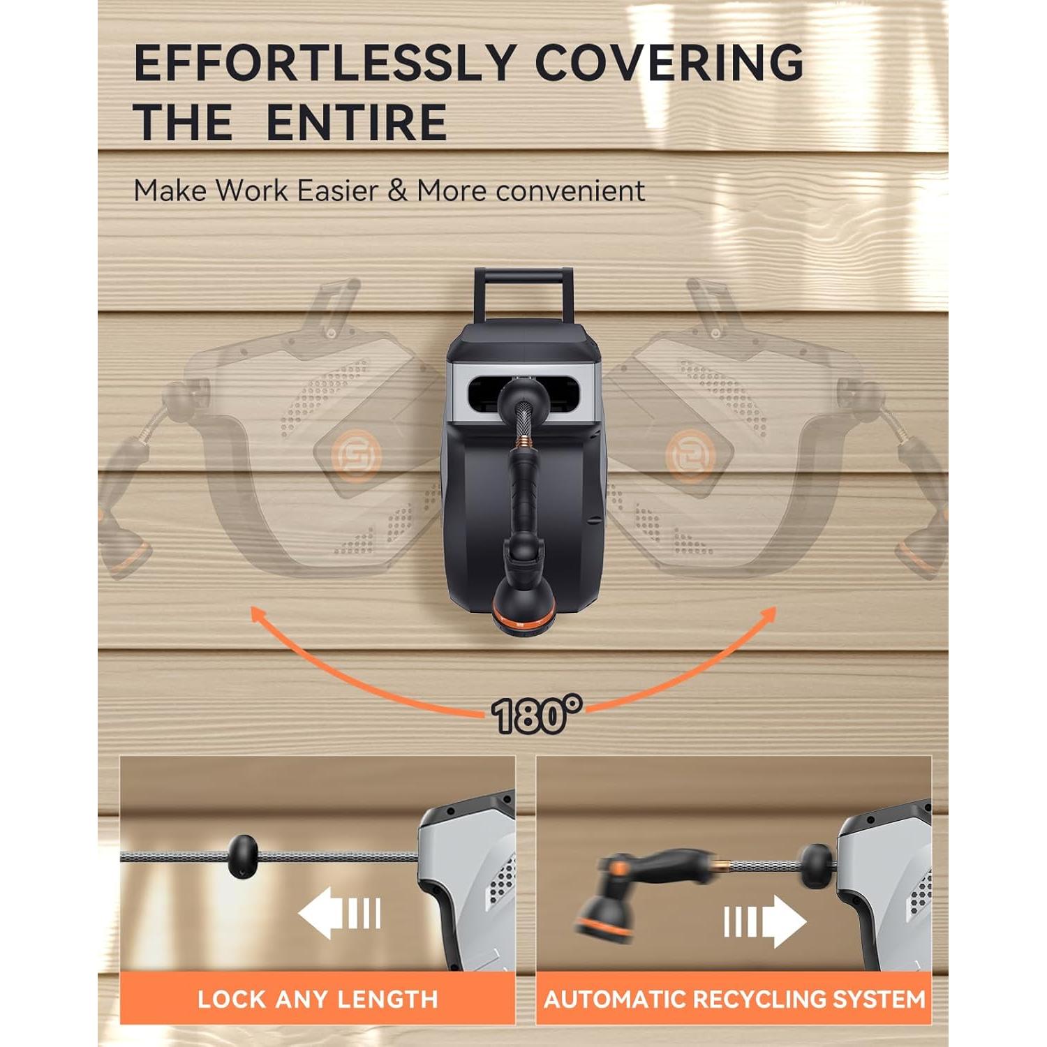 Carrete de Manguera Retráctil SUNPOW 15.24m con Boquilla 10 Funciones