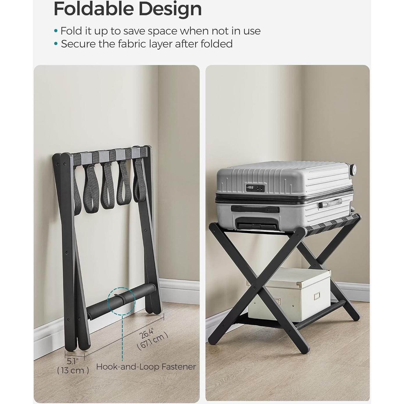 Soporte para Equipaje Plegable SONGMICS, 2 Unidades, Negro