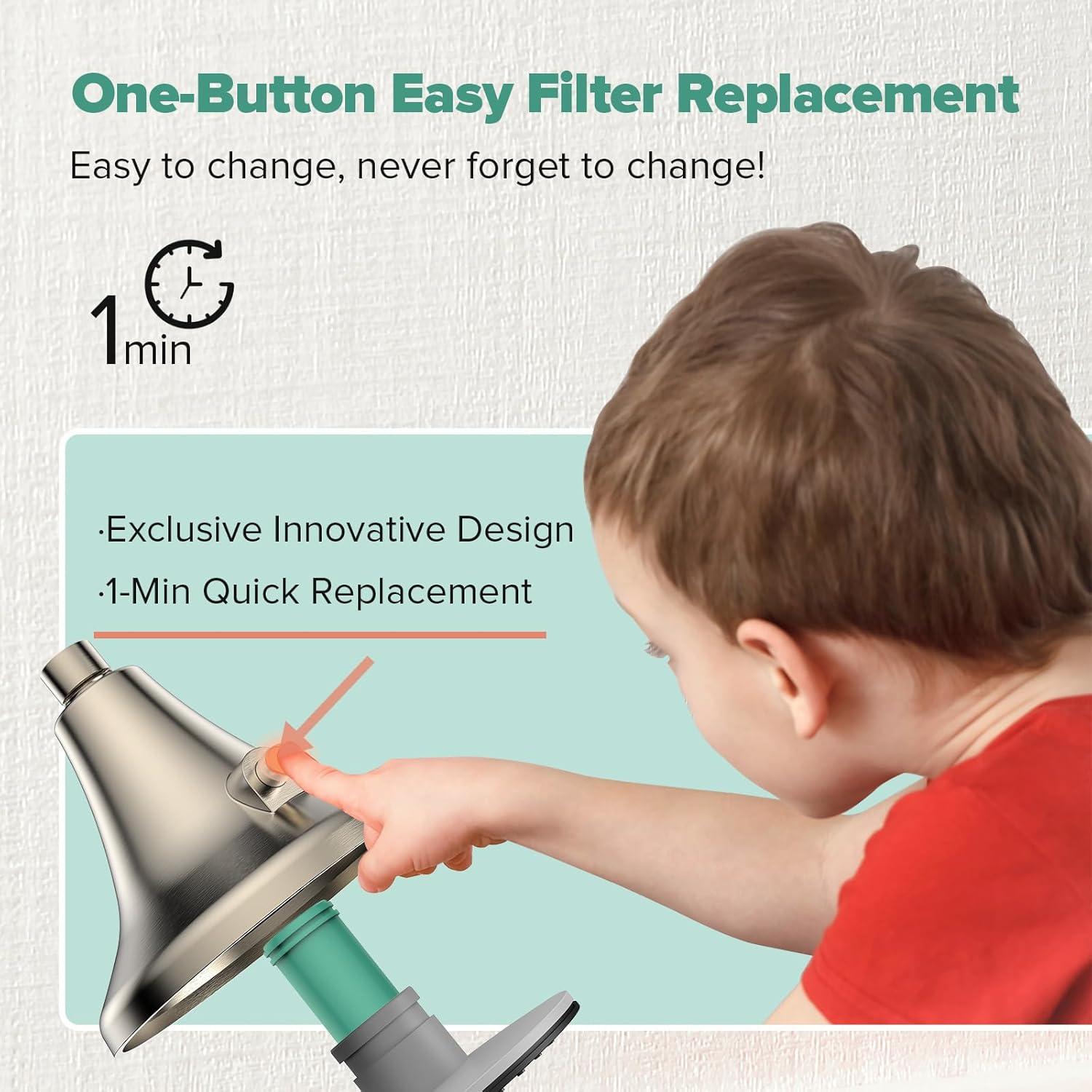 Cabezal de Ducha Filtrado Homlord Níquel Cepillado 7.57 L/min