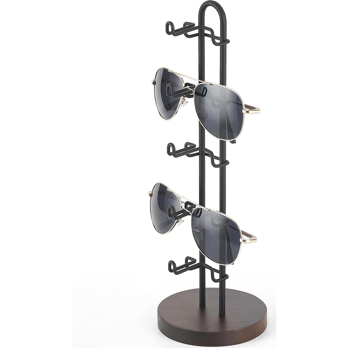 Organizador de Gafas Mkono Soporte de Metal y Madera para 5 Pares
