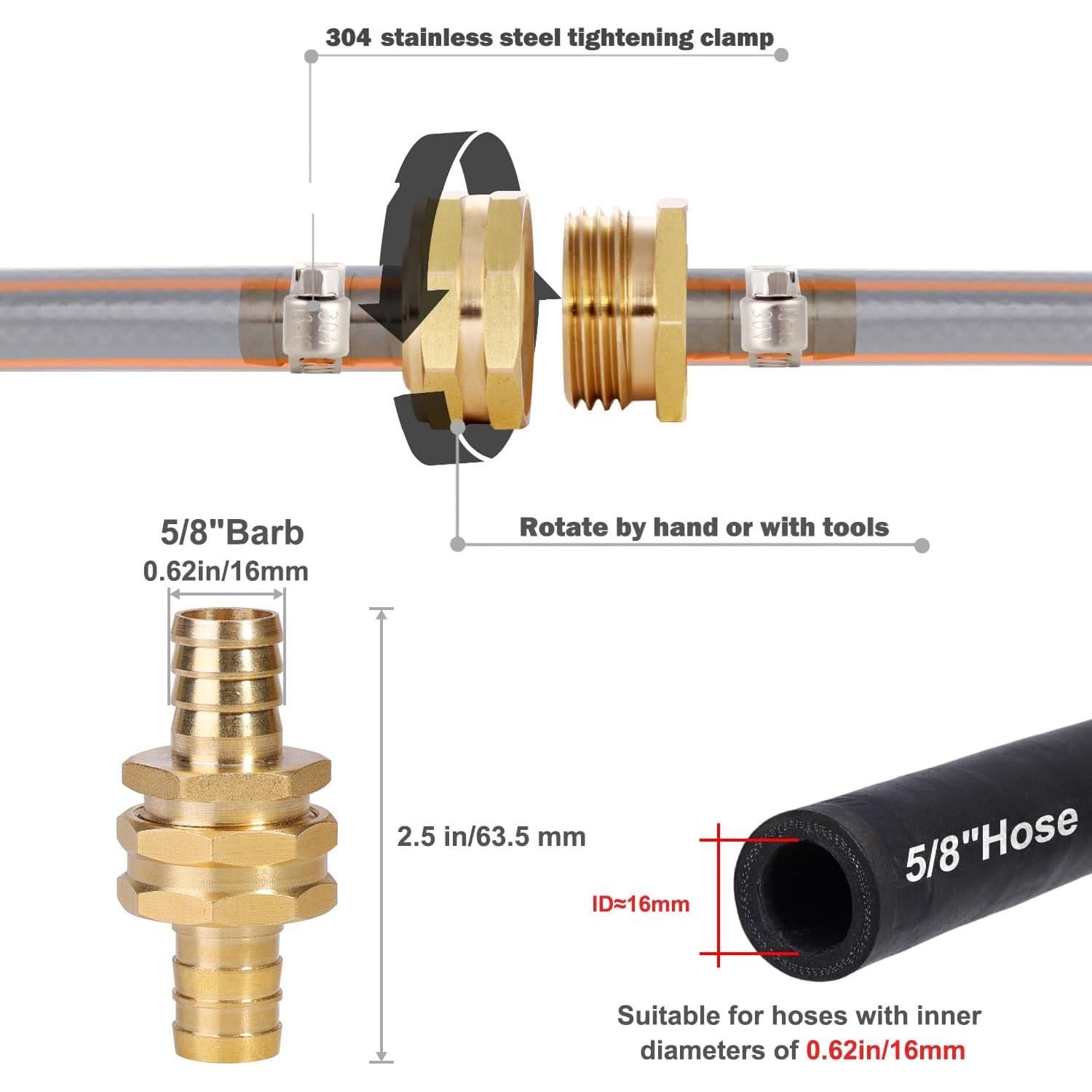 Conector de manguera de jardín YELUN 15.95mm 3 piezas