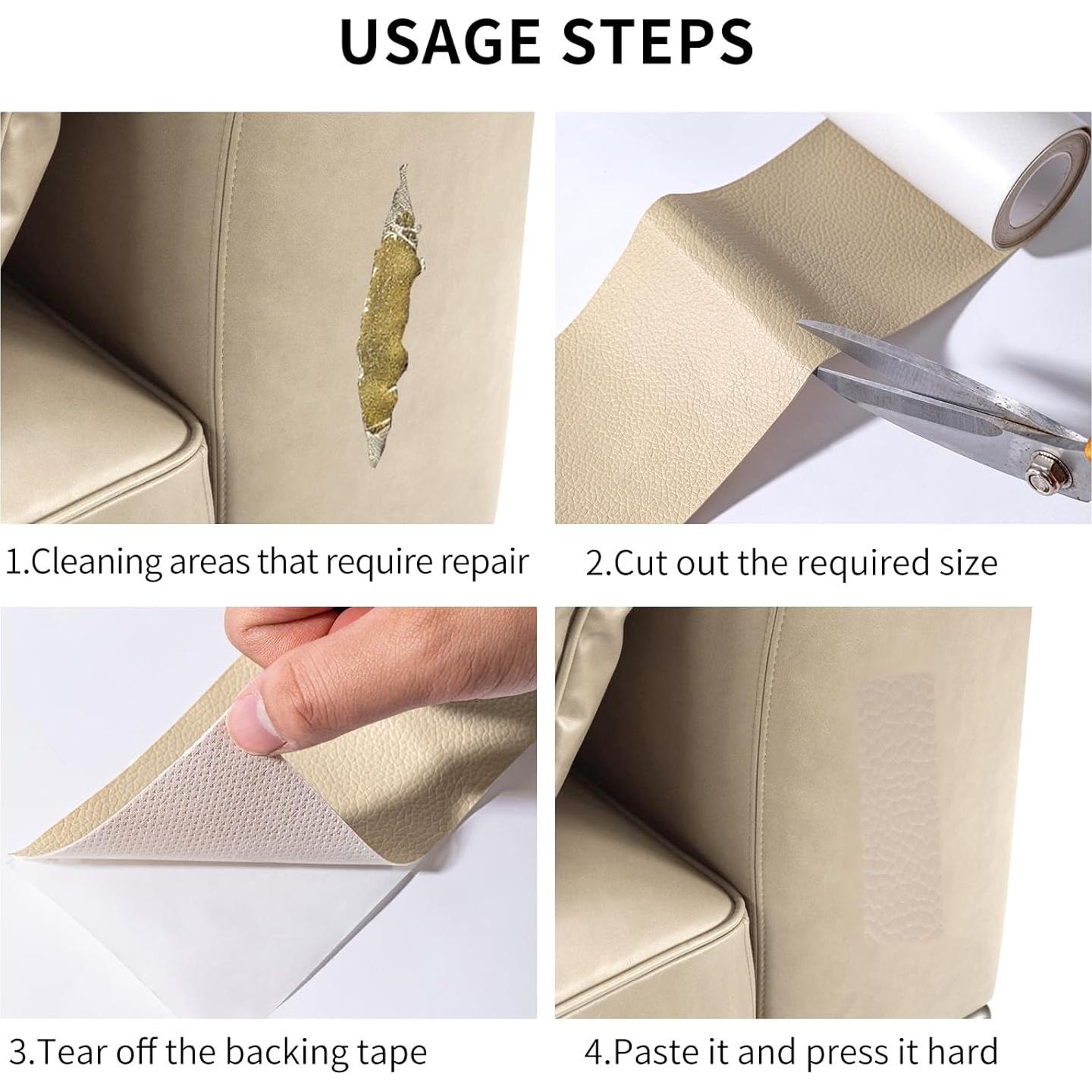 Cinta de Reparación de Cuero Beige 7.6 x 155 cm Autoadhesiva