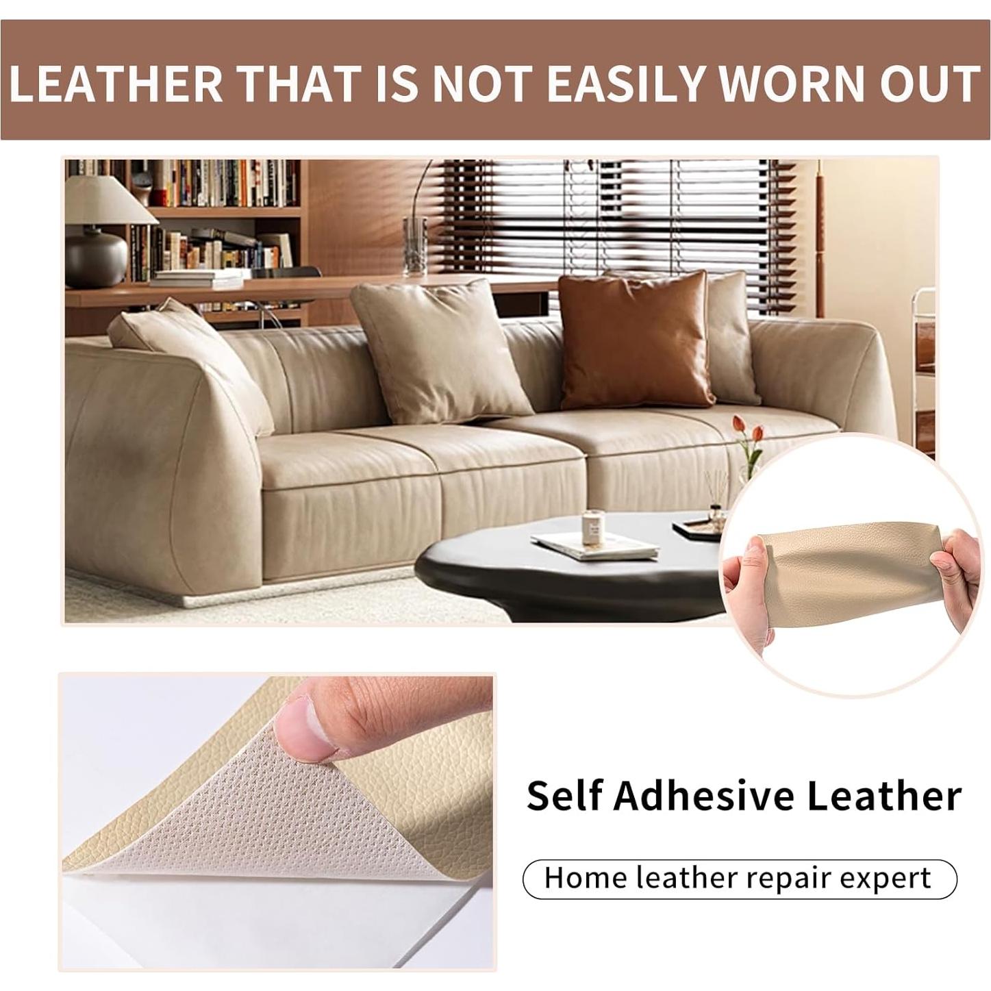 Cinta de Reparación de Cuero Beige 7.6 x 155 cm Autoadhesiva