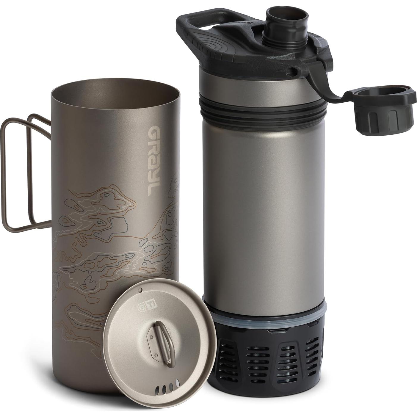 Botella Purificadora GRAYL GeoPress Titanio 710 ml - Camping