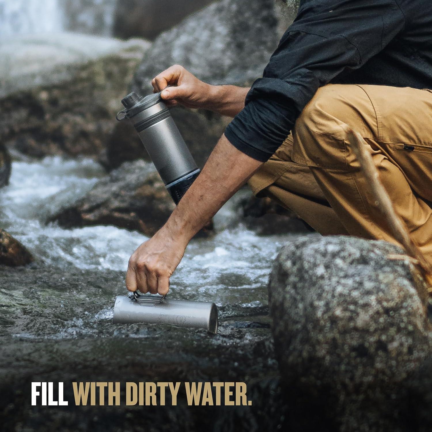 Botella Purificadora GRAYL GeoPress Titanio 710 ml - Camping