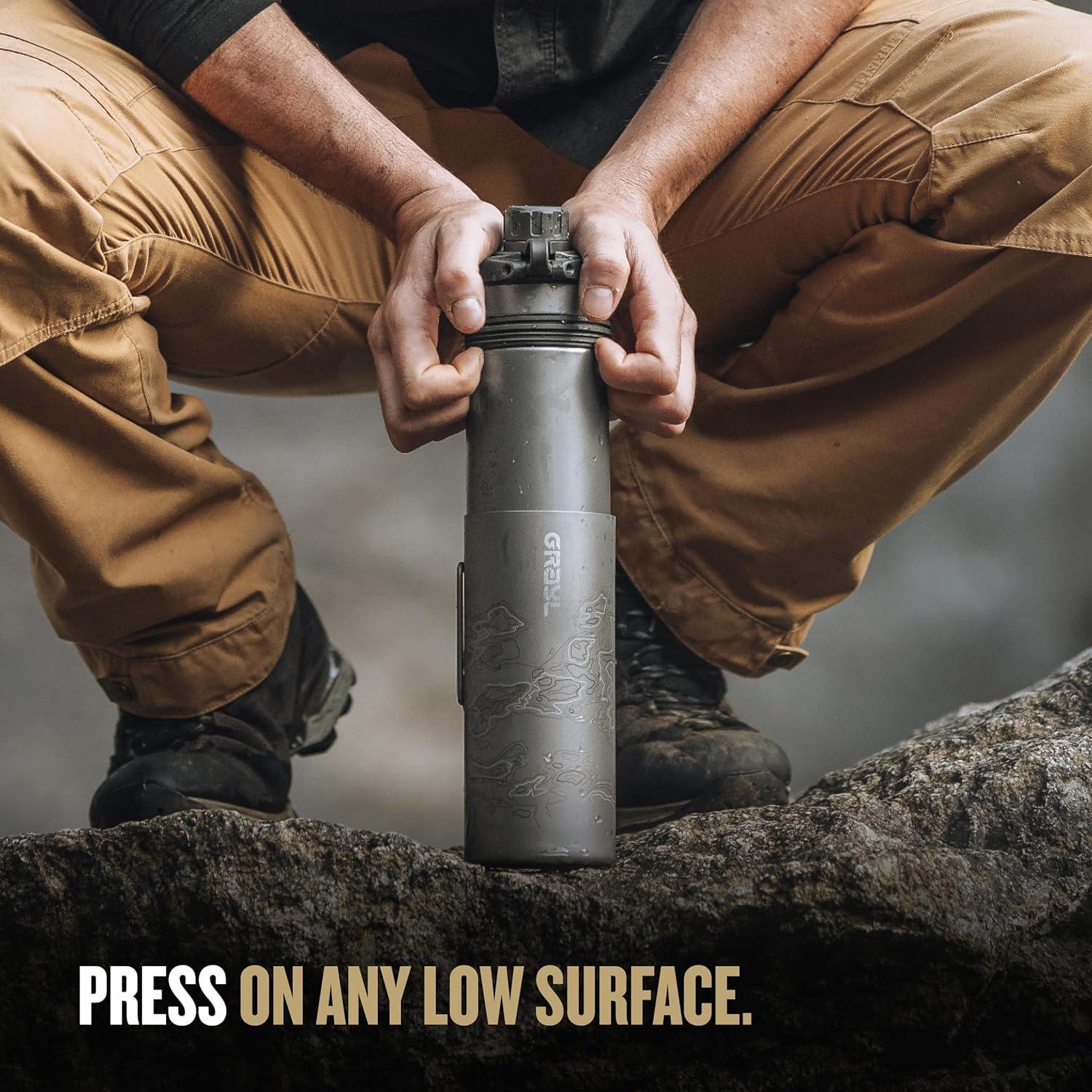 Botella Purificadora GRAYL GeoPress Titanio 710 ml - Camping