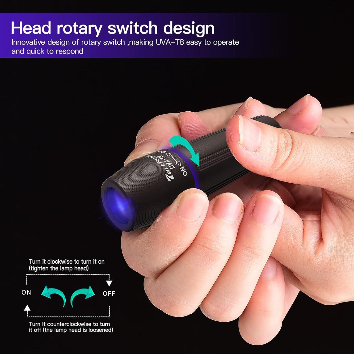 Paquete de 2 Linternas UV Mini UVA-T8 Detección de Manchas