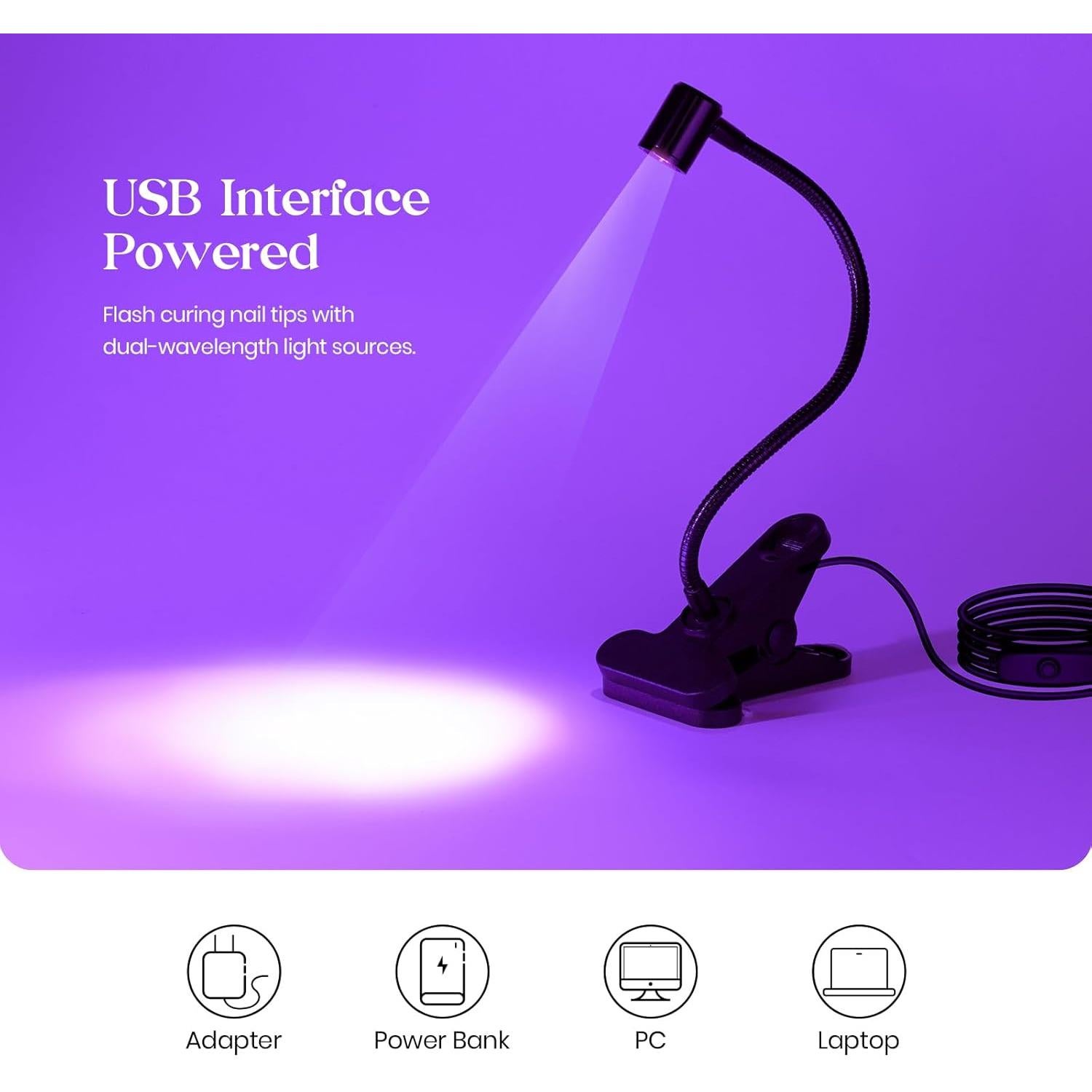 Lámpara UV Beetles para Uñas de Gel Mini LED 5W con Abrazadera