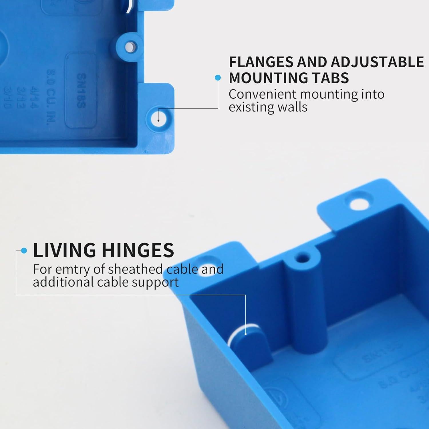 Caja de salida poco profunda 1 gang YQXIUTE PVC azul 131 cm³