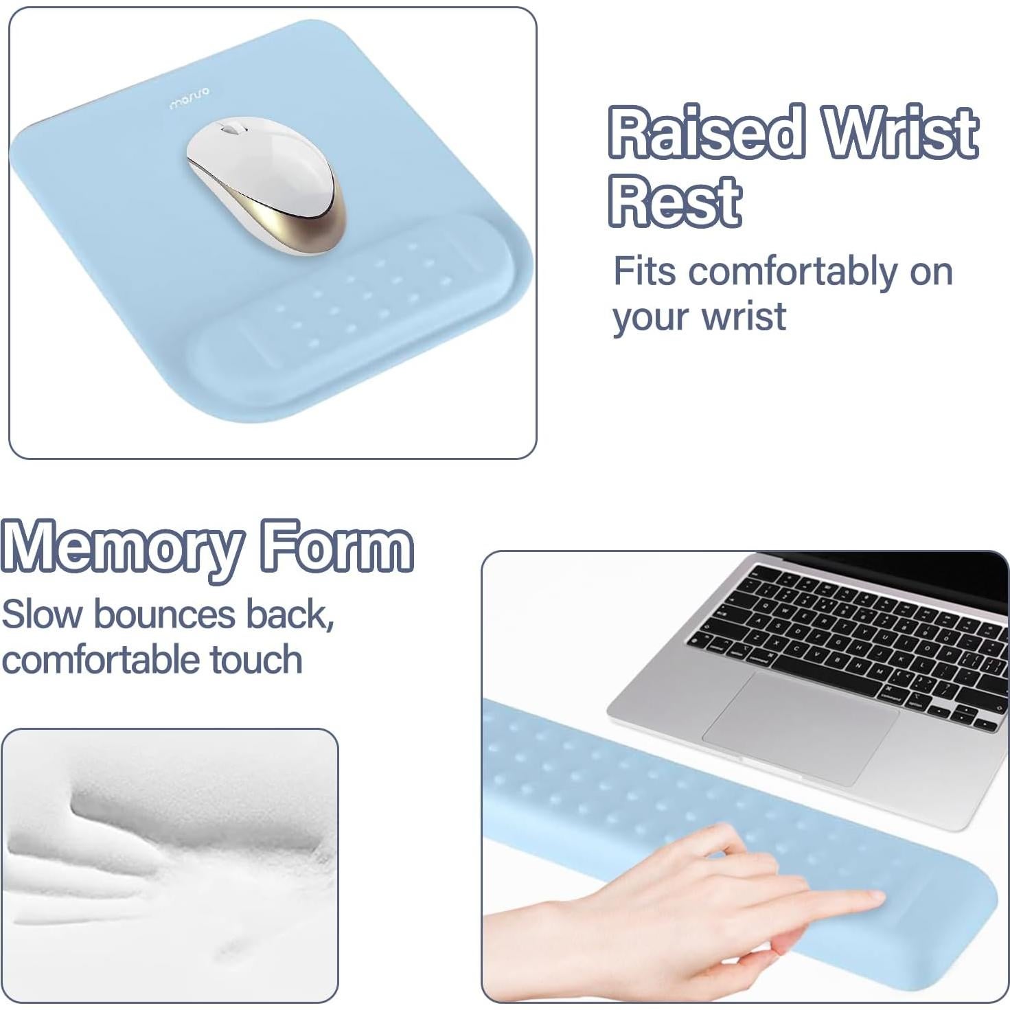 Soporte Ergonómico para Teclado y Reposamuñecas Mosiso Azul