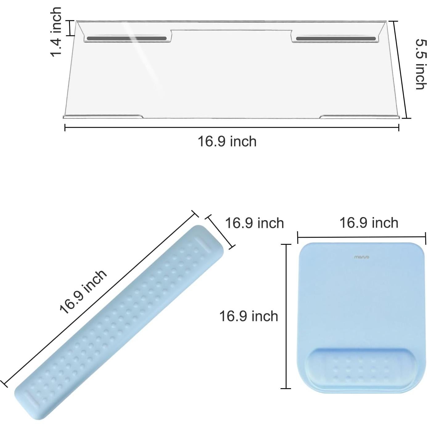 Soporte Ergonómico para Teclado y Reposamuñecas Mosiso Azul