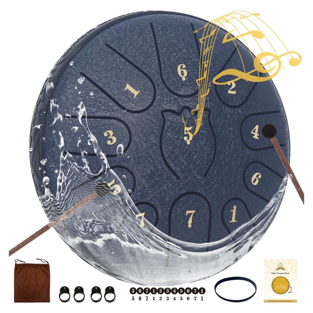 Tambor de Lluvia de Acero Yuan Yun 6" 11 Notas Azul