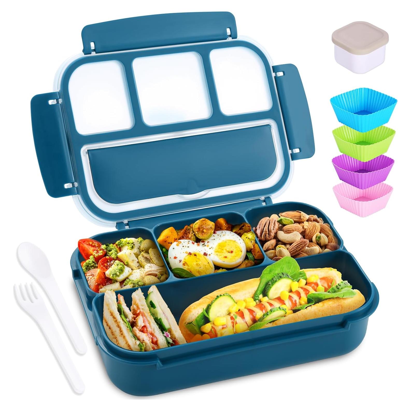 Caja Bento Almuerzo 1200ml Azul Marino con Utensilios y Tarro