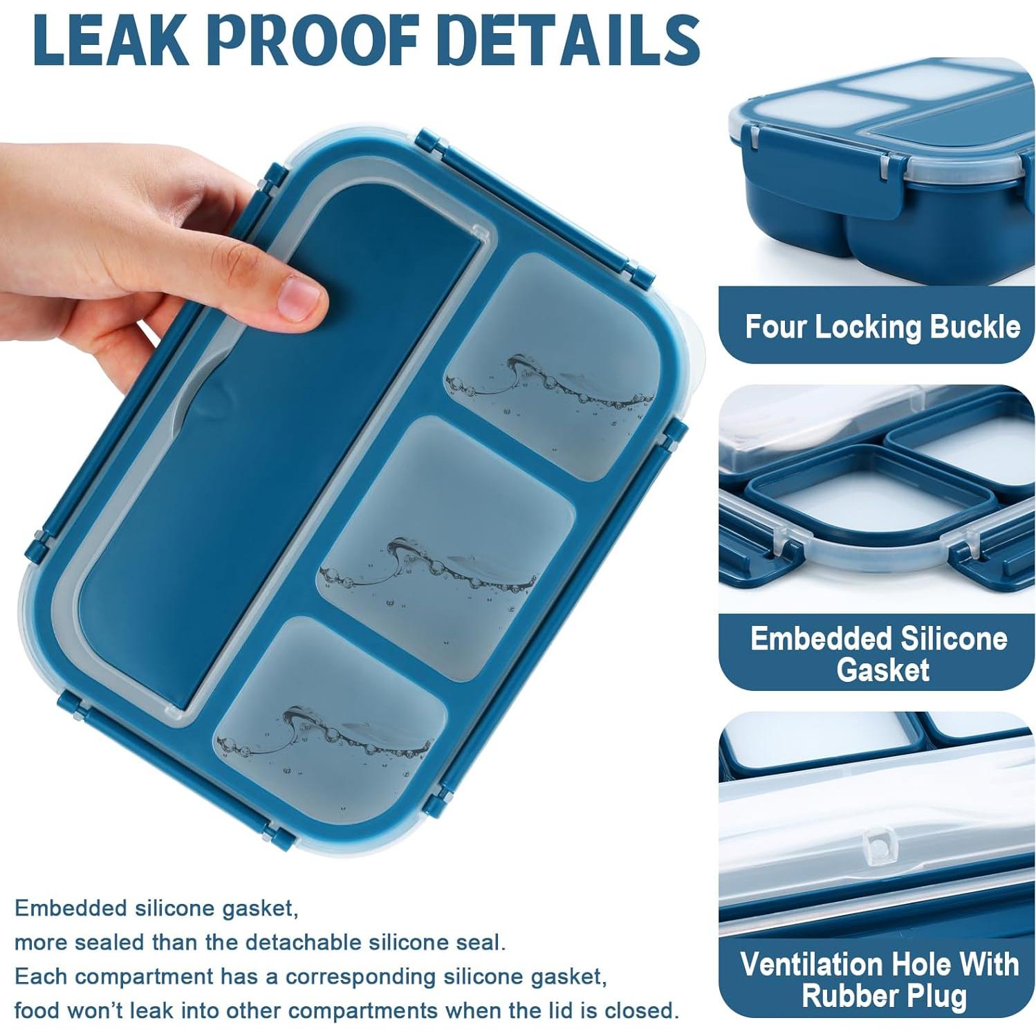 Caja Bento Almuerzo 1200ml Azul Marino con Utensilios y Tarro