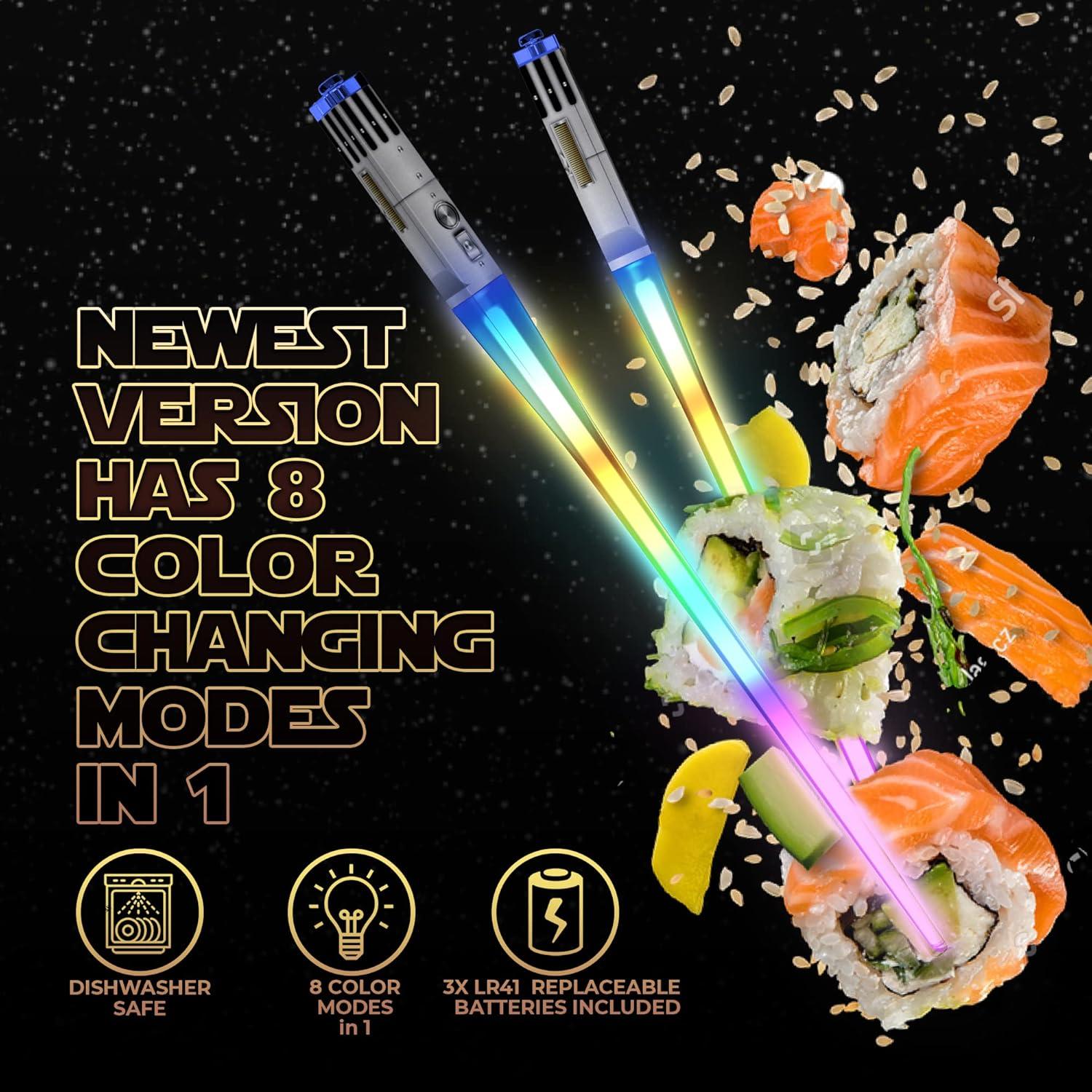 Palillos de Luz LED Saber Chops 4 PARES Colores Brillantes