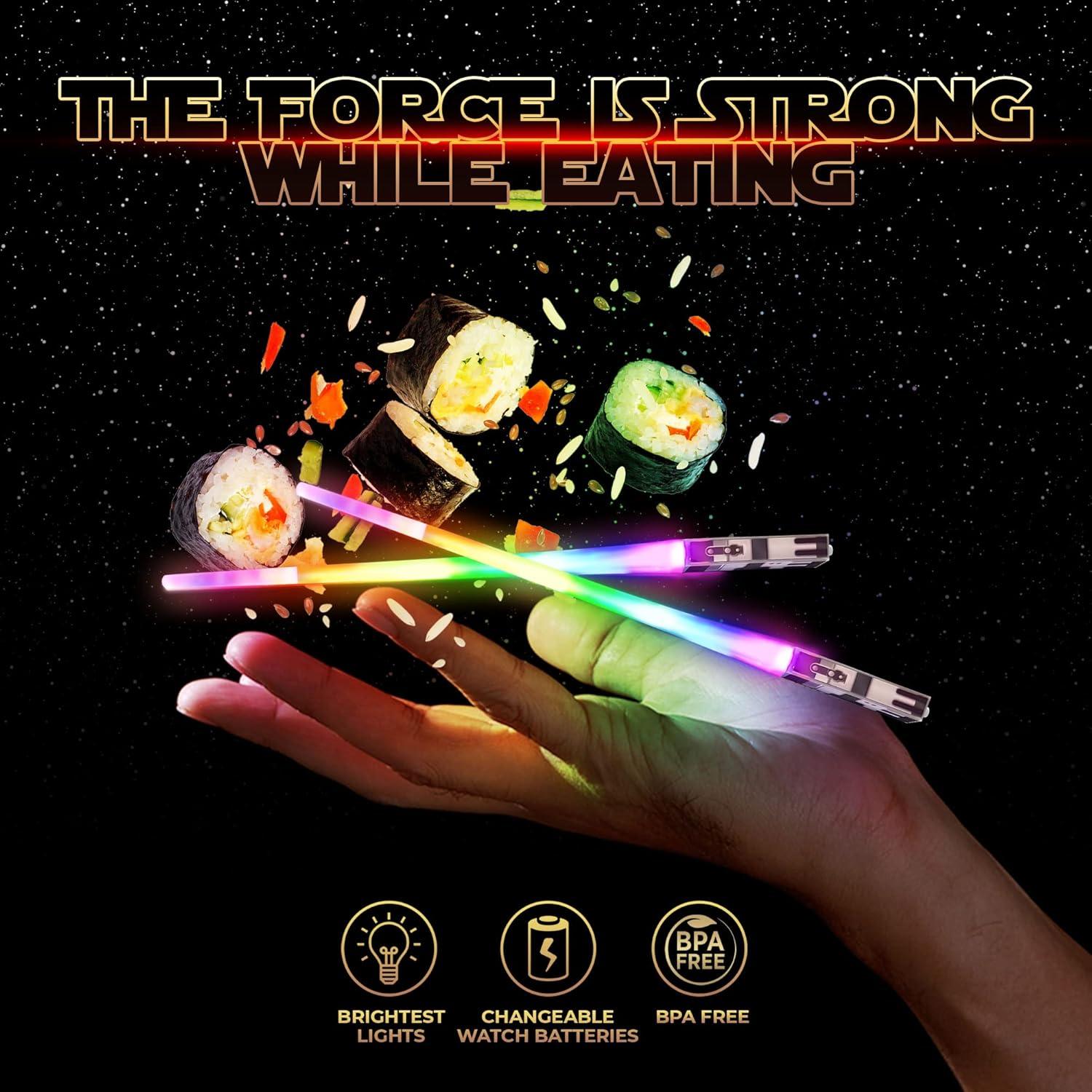 Palillos de Luz LED Saber Chops 4 PARES Colores Brillantes