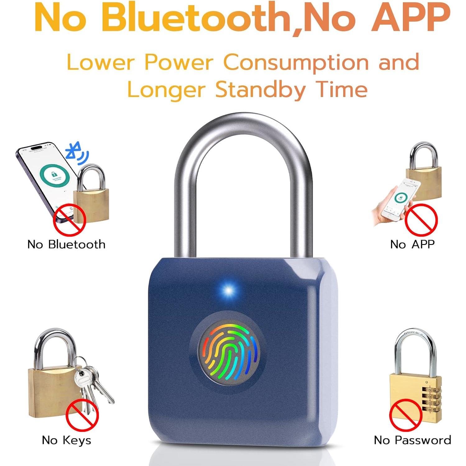 Candado Biométrico Pothunder YL-P8 Azul, Huella Dactilar, USB