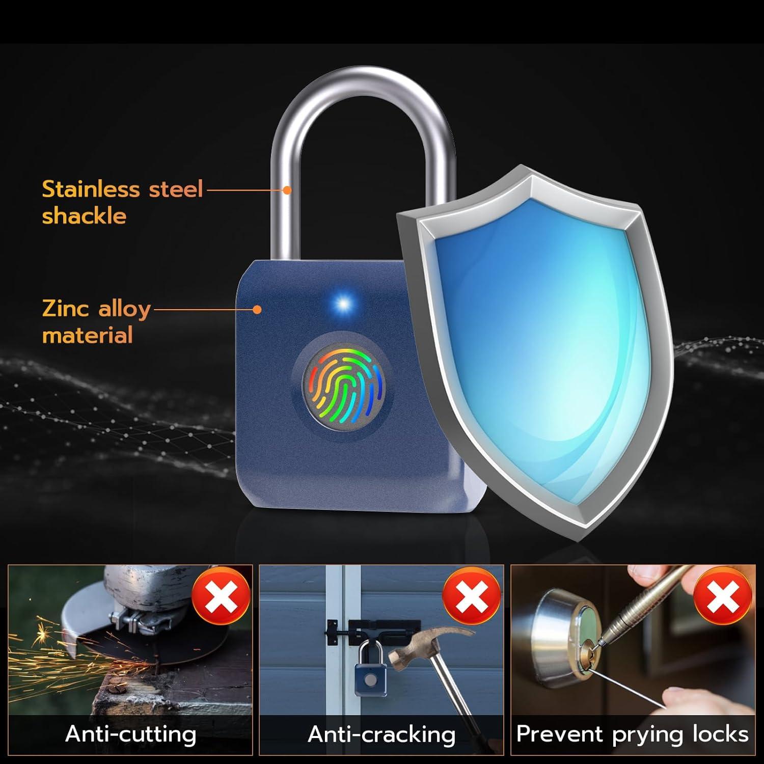 Candado Biométrico Pothunder YL-P8 Azul, Huella Dactilar, USB