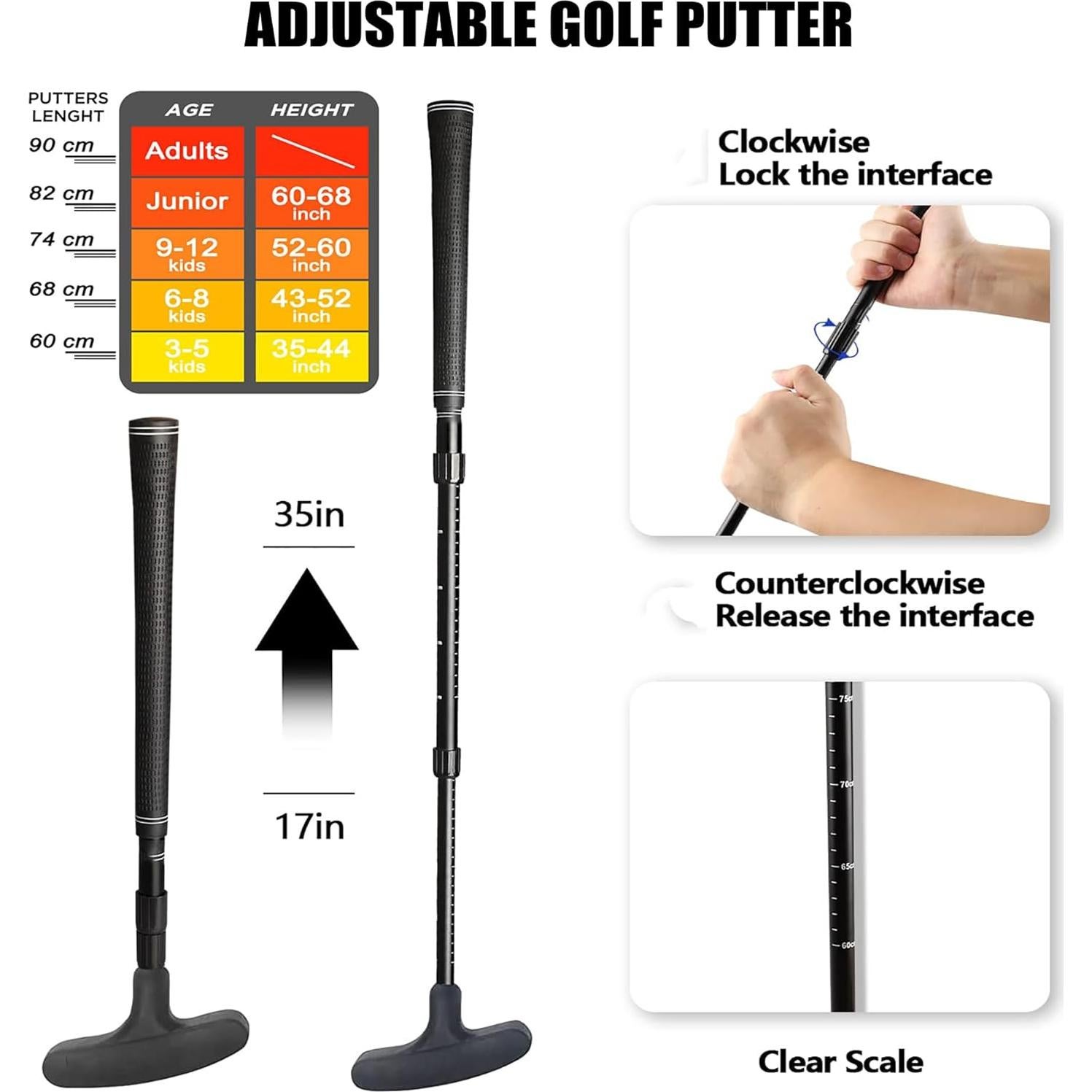 Putter de Golf PUTTLAZR GP-01 Ajustable + 8 Pelotas