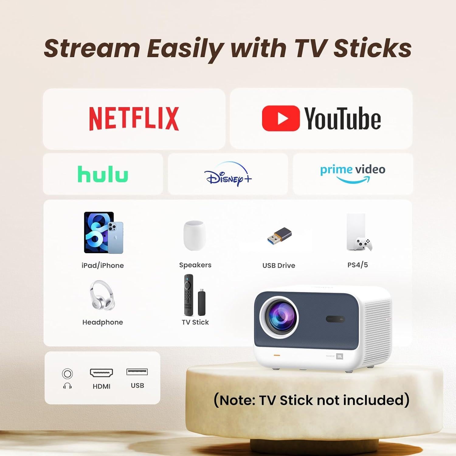 Proyector Yaber L2s 1080P WiFi 6 Bluetooth 700 ANSI Lumens