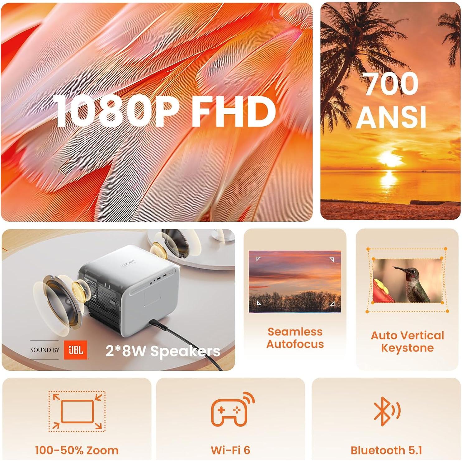 Proyector Yaber L2s 1080P WiFi 6 Bluetooth 700 ANSI Lumens