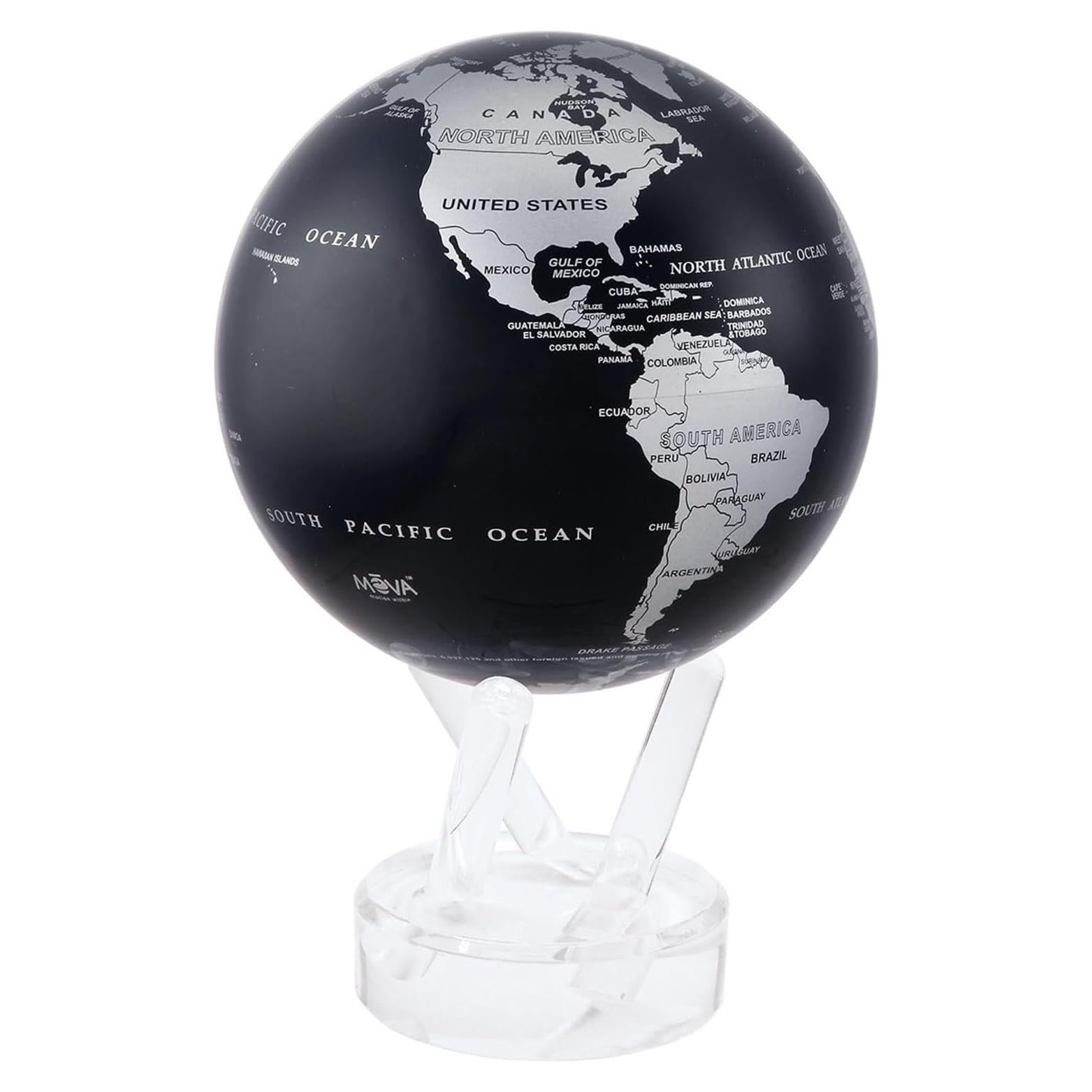 Globo Metálico MOVA 11.43 cm Negro y Plata con Soporte
