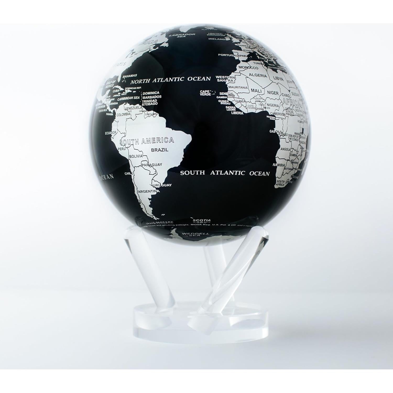 Globo Metálico MOVA 11.43 cm Negro y Plata con Soporte