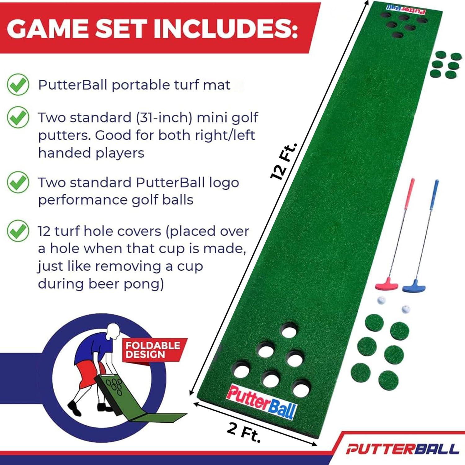 PutterBall Juego de Golf Pong 3,35 m con 2 Putters y Pelotas