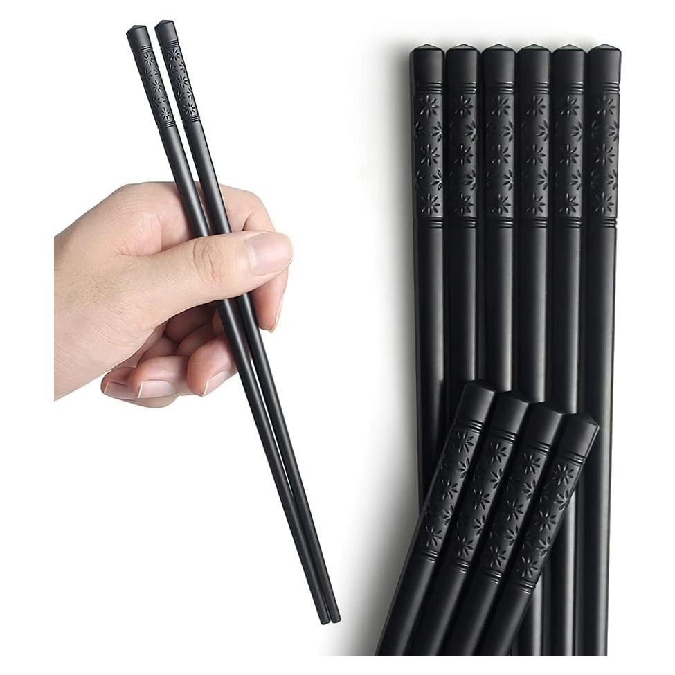 Palillos Reutilizables YFWOOD 23.9 cm Antideslizantes - Negro