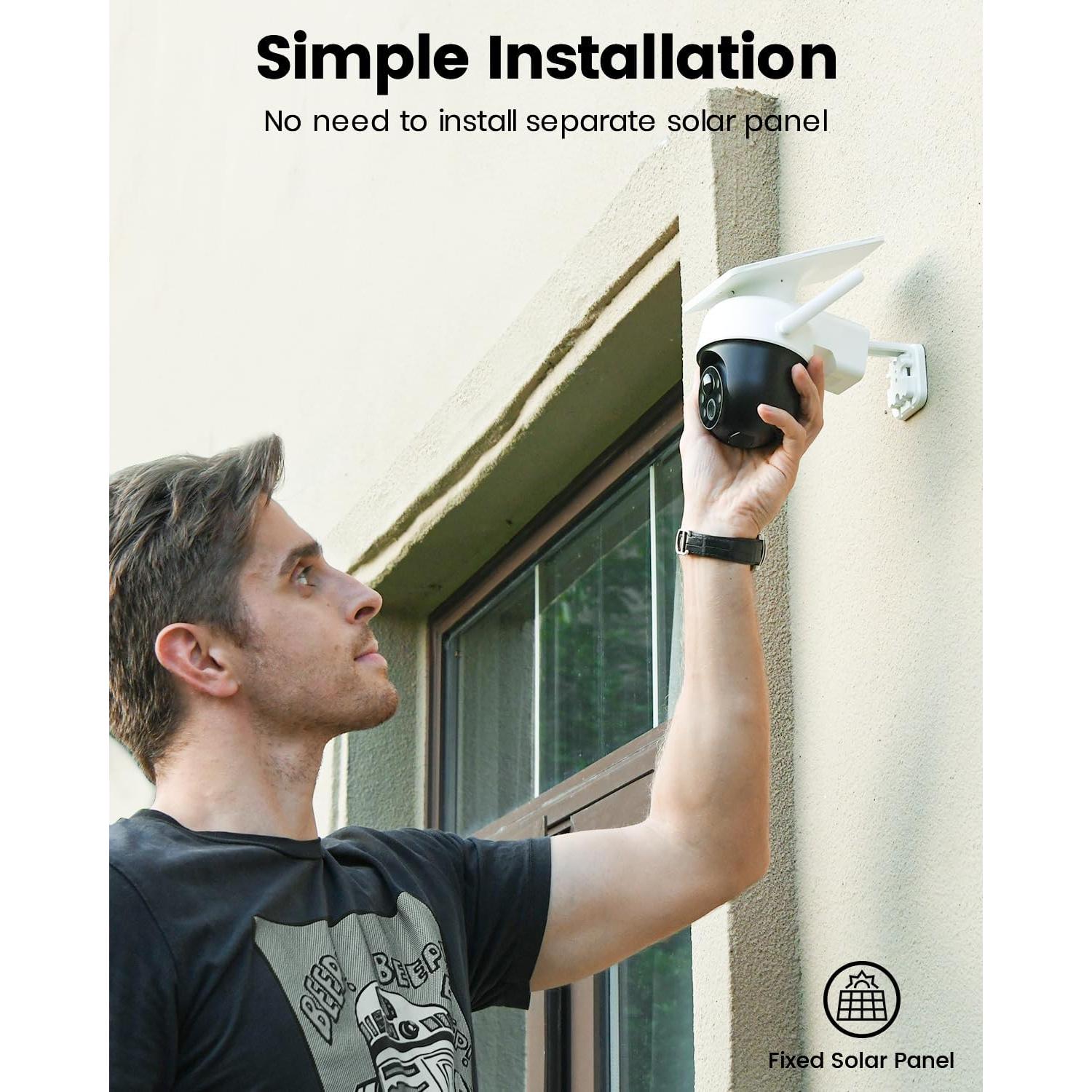 Cámara de Seguridad Solar AOSU 360° 2K Inalámbrica para Exterior