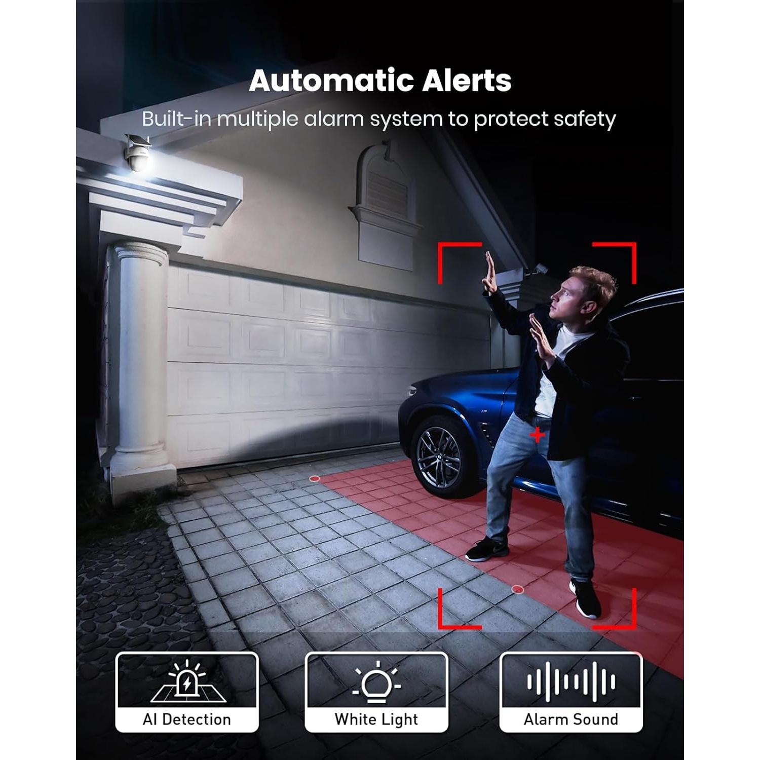 Cámara de Seguridad Solar AOSU 360° 2K Inalámbrica para Exterior