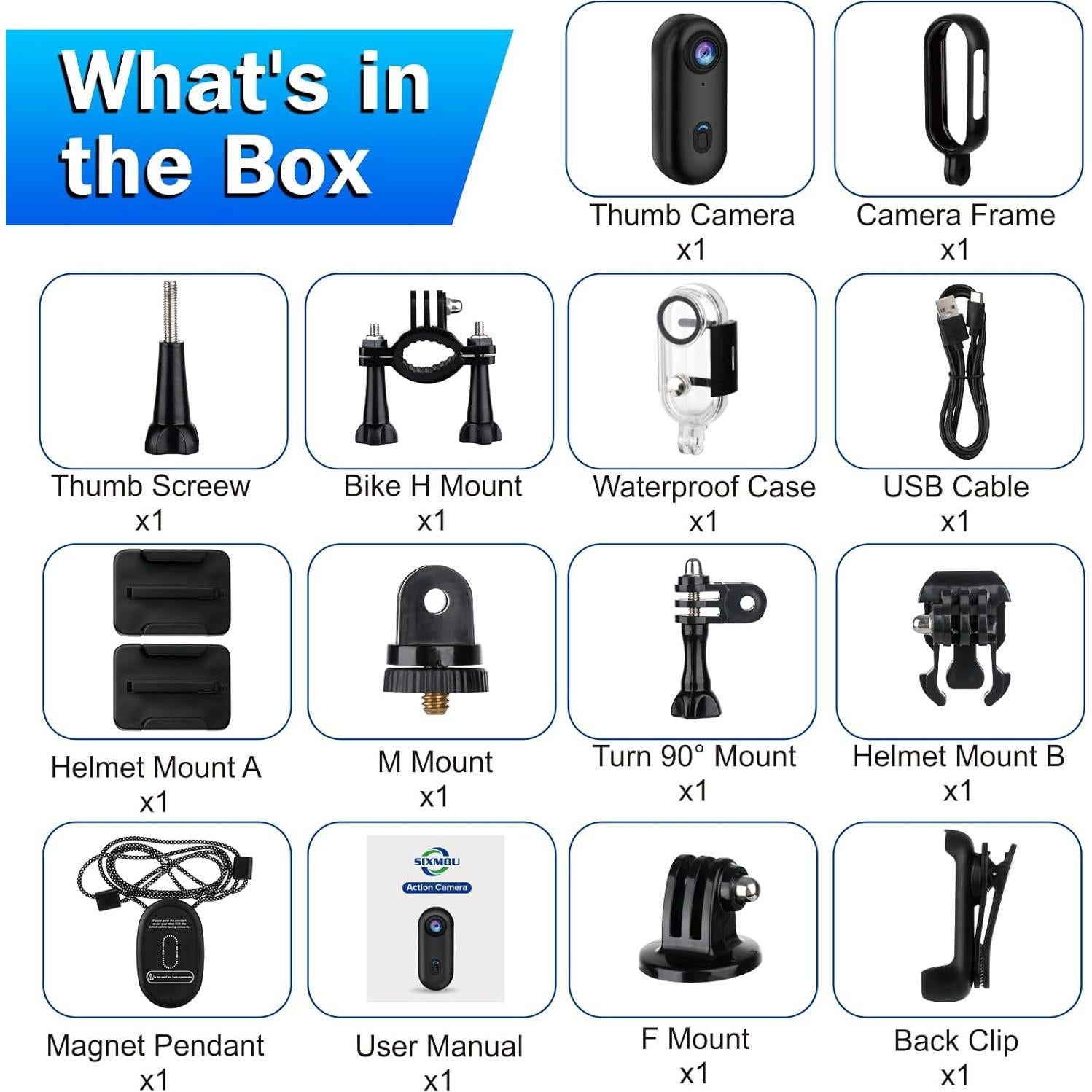 Cámara de Acción 4K Sixmou i3 Compacta con Tarjeta 64G