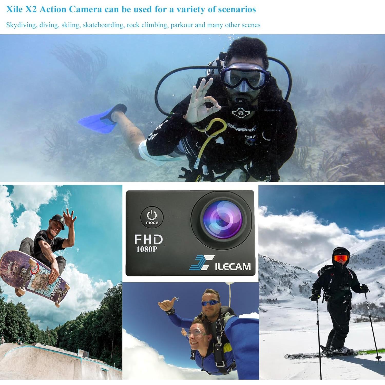 Cámara de Acción Xilecam X200 1080P 30fps Impermeable 40m