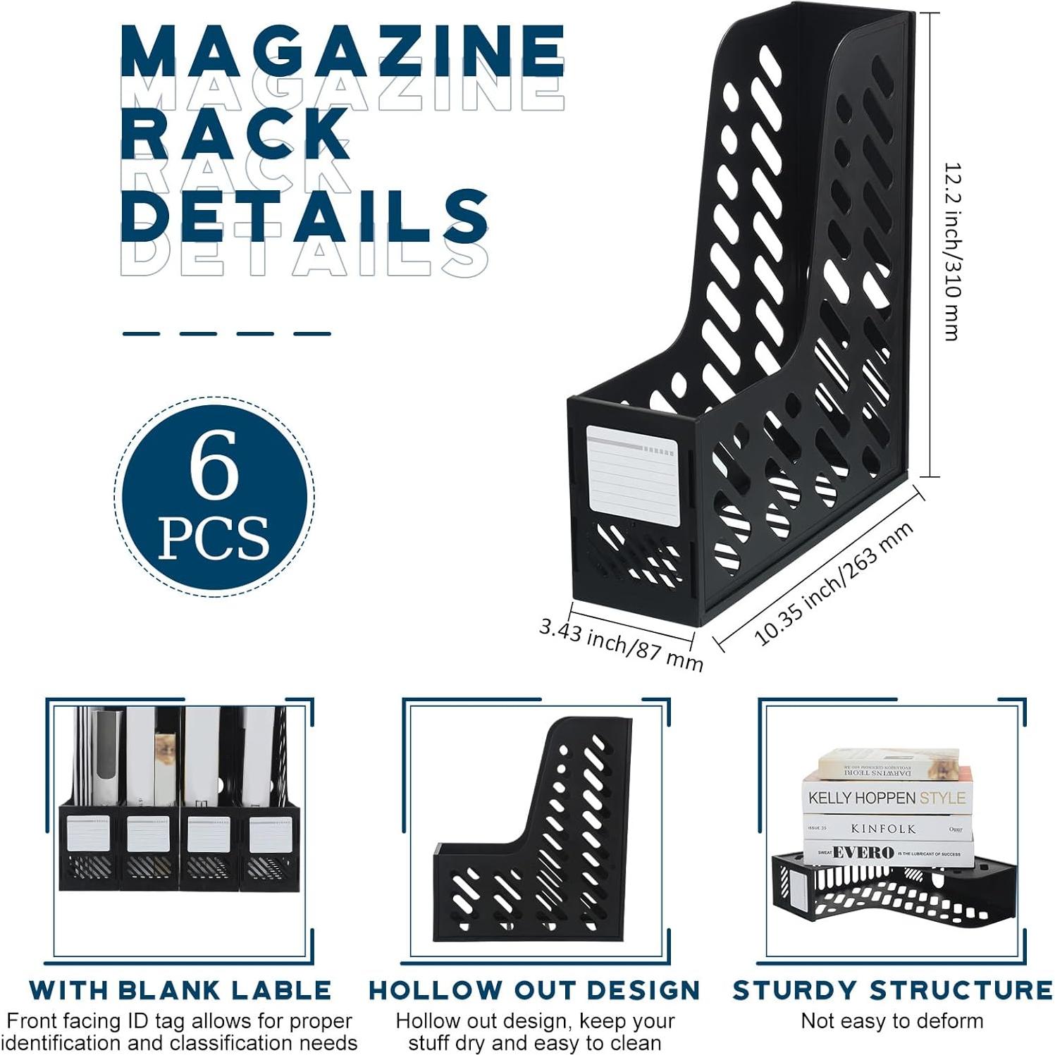 Soporte de Revistas Plegable Glenmal 6 Pcs Negro