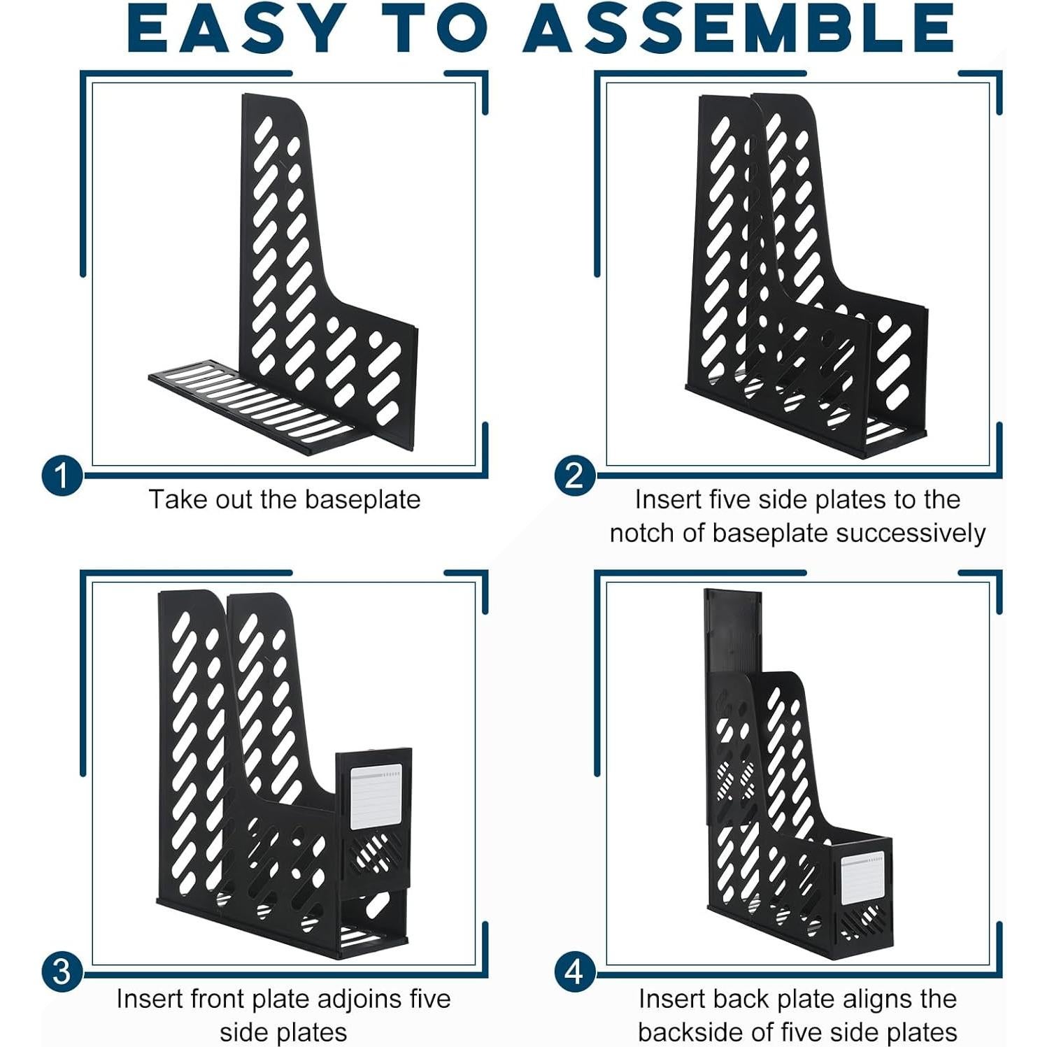 Soporte de Revistas Plegable Glenmal 6 Pcs Negro