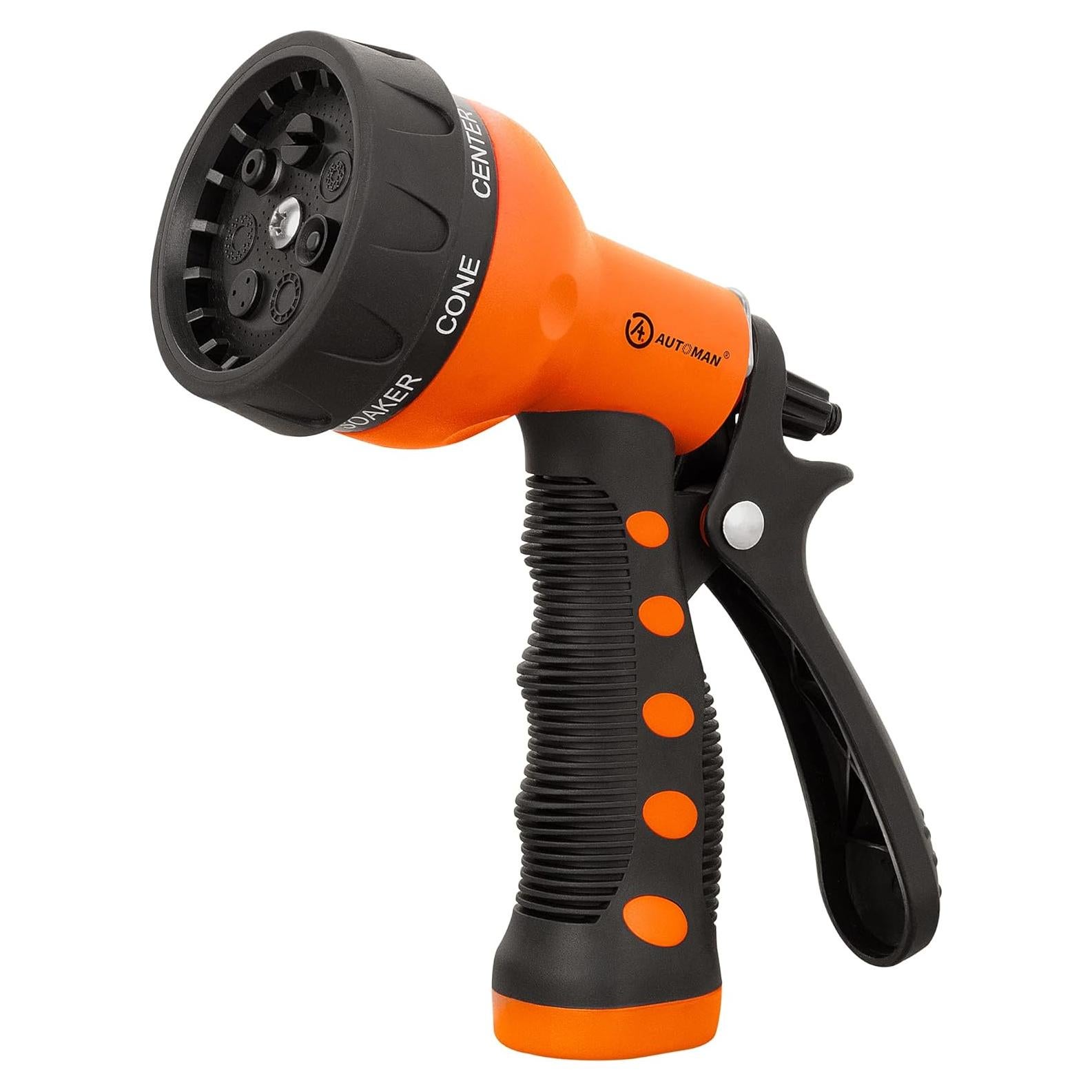 AUTOMAN Pistola de Riego Jardín Naranja 7 Patrones Ajustables