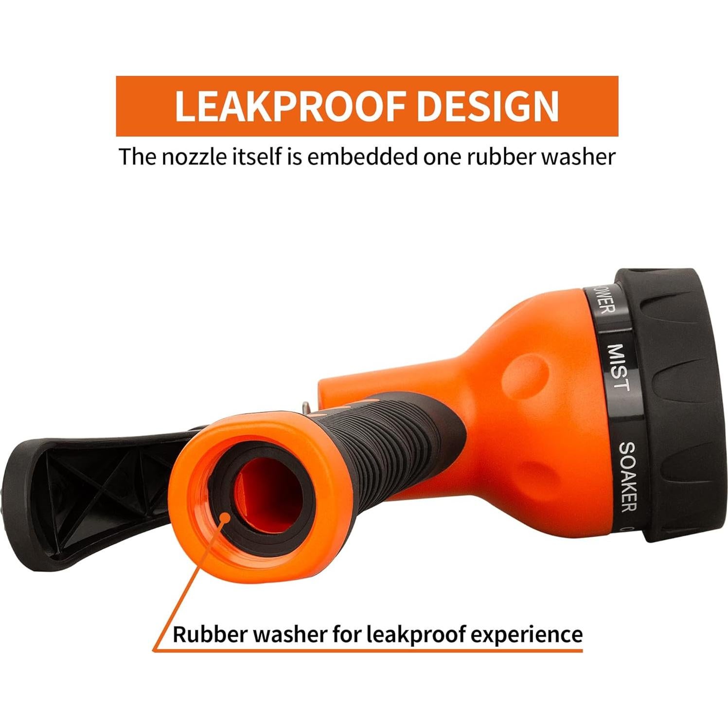 AUTOMAN Pistola de Riego Jardín Naranja 7 Patrones Ajustables