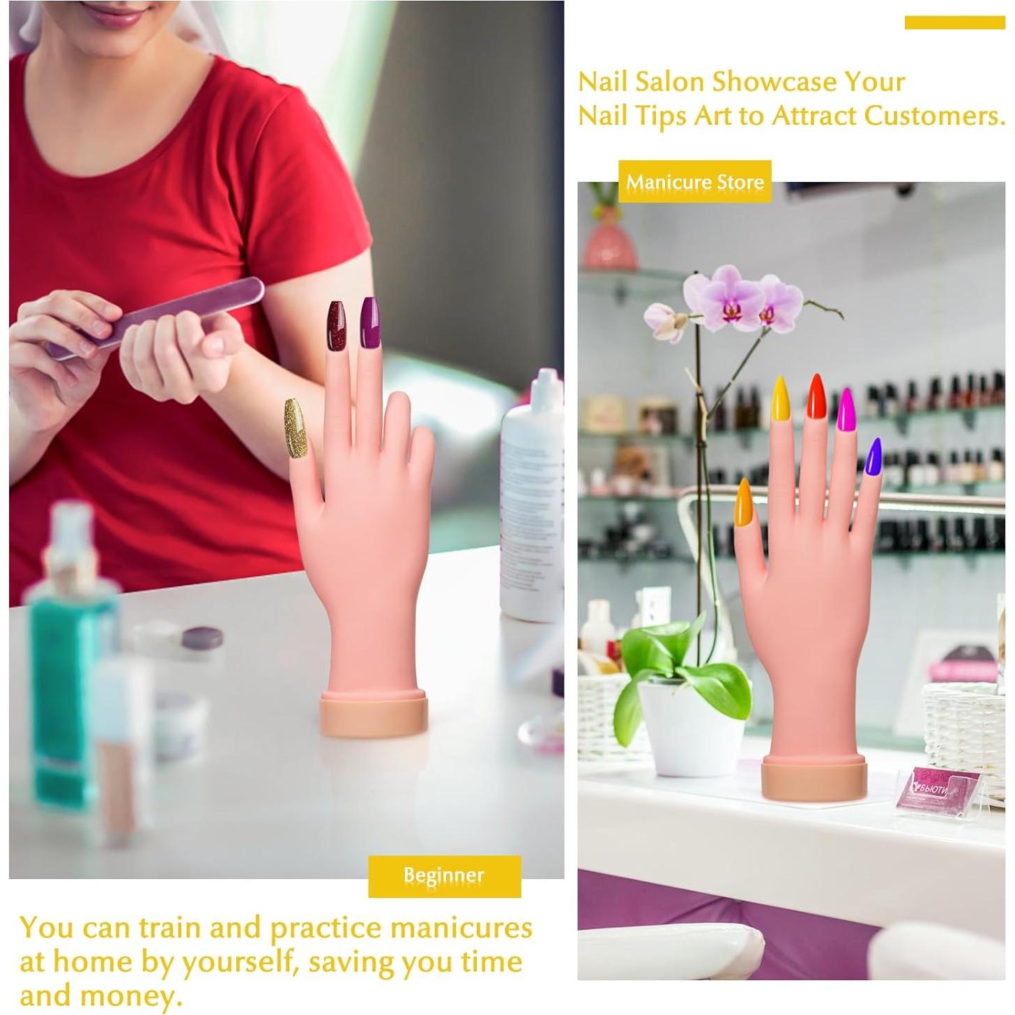 Mano de Práctica de Uñas Krofaue - Flexible y Realista 1PCS