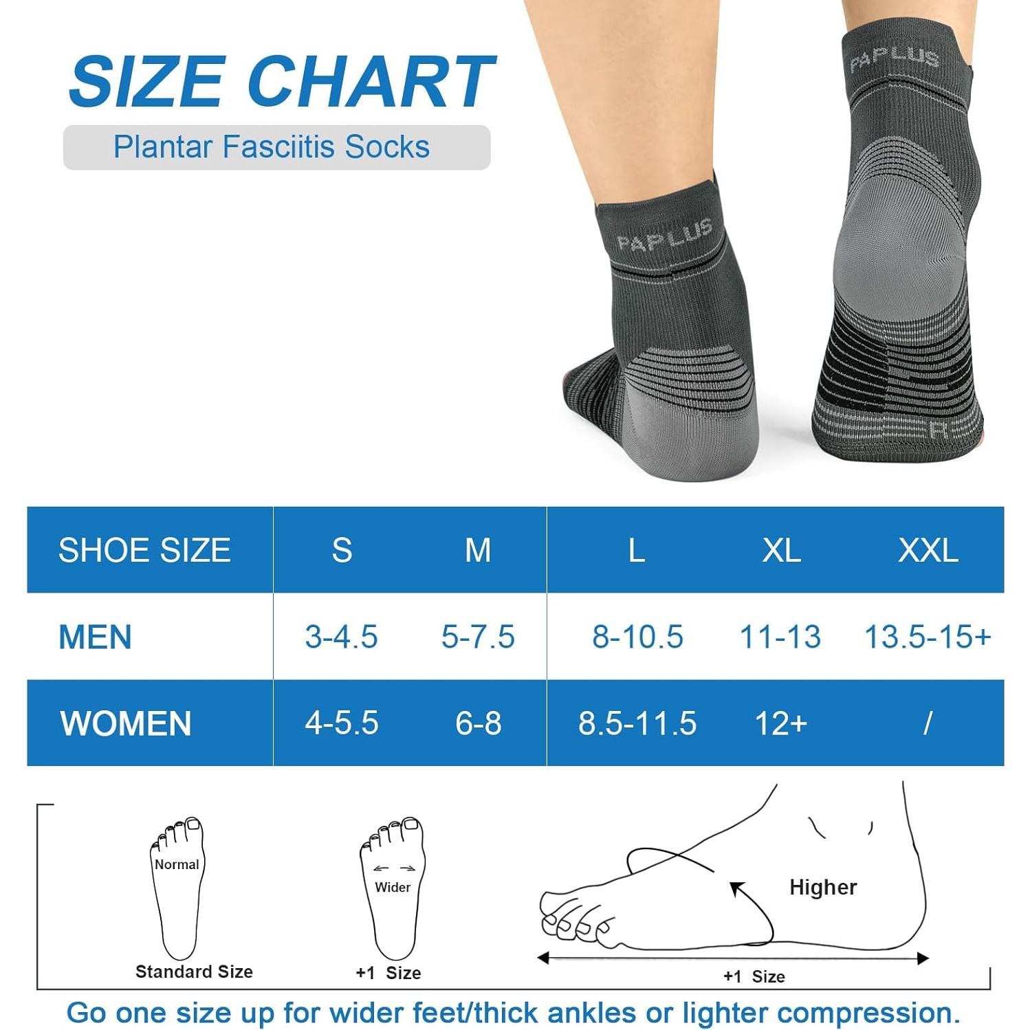 Calcetines de Compresión PAPLUS para Fascitis Plantar - 6 Pares