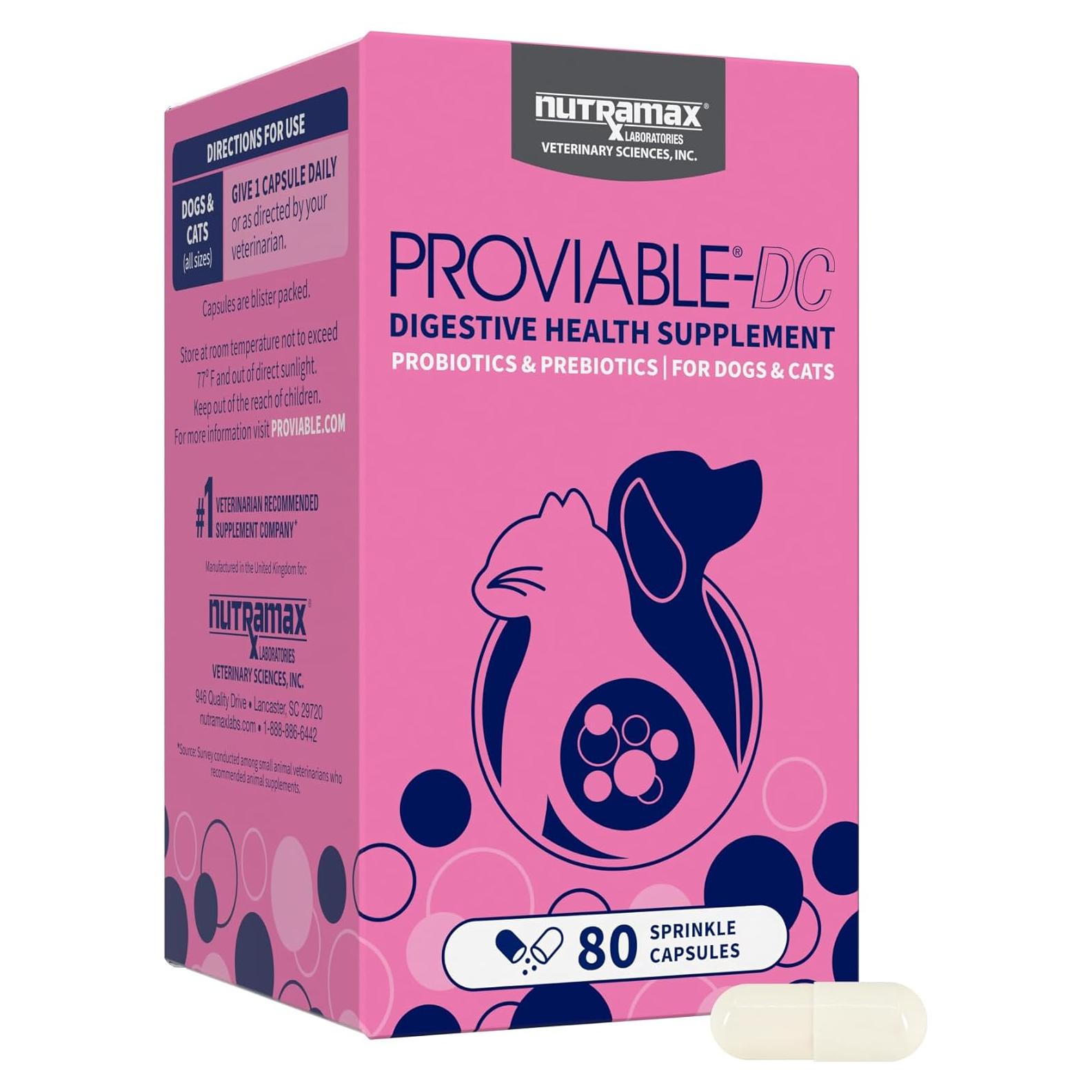 Proviable Probióticos Nutramax para Perros y Gatos - 80 Cápsulas