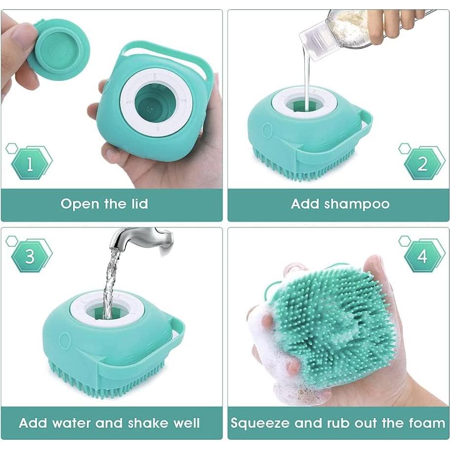 Cepillo de Baño y Masaje LONNAI para Perros y Gatos Azul