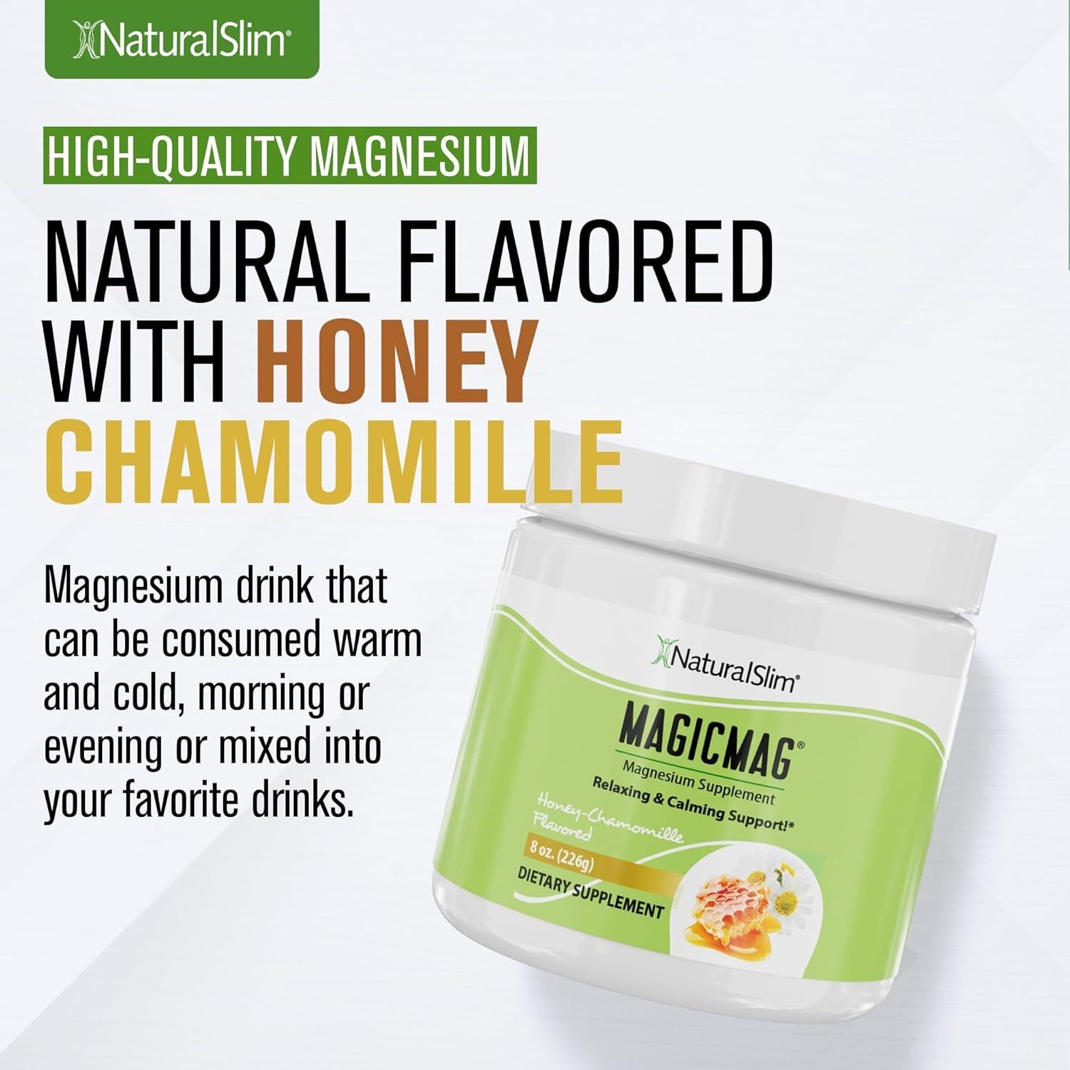NaturalSlim MagicMag Polvo de Magnesio 227g Miel y Manzanilla
