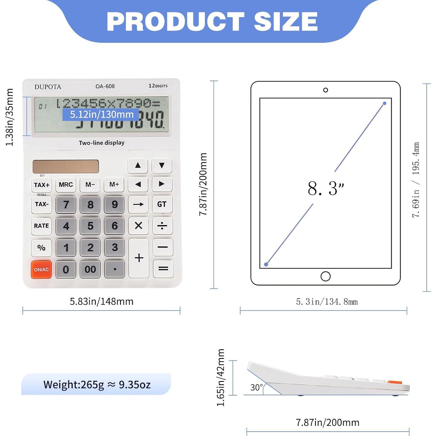 Calculadora de Escritorio DUPOTA OA-608 12 Dígitos LCD Grande