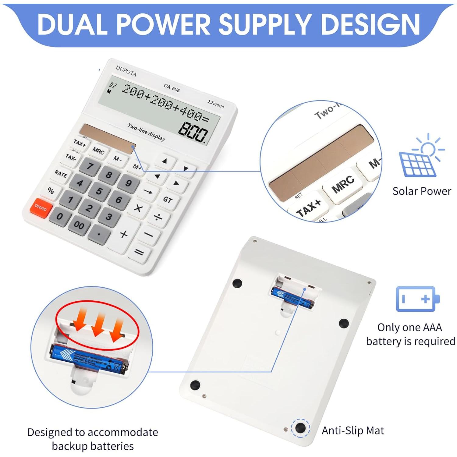 Calculadora de Escritorio DUPOTA OA-608 12 Dígitos LCD Grande
