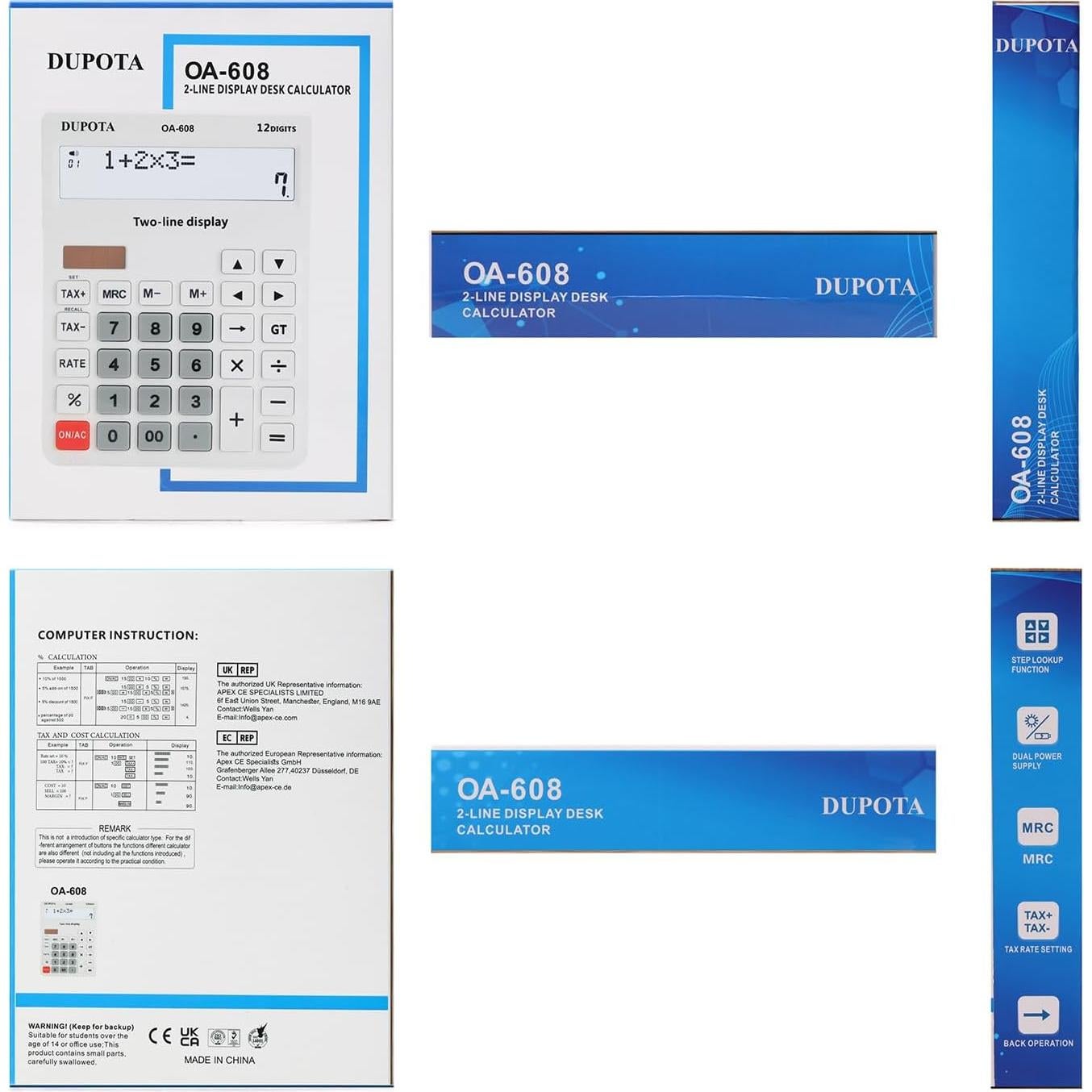 Calculadora de Escritorio DUPOTA OA-608 12 Dígitos LCD Grande