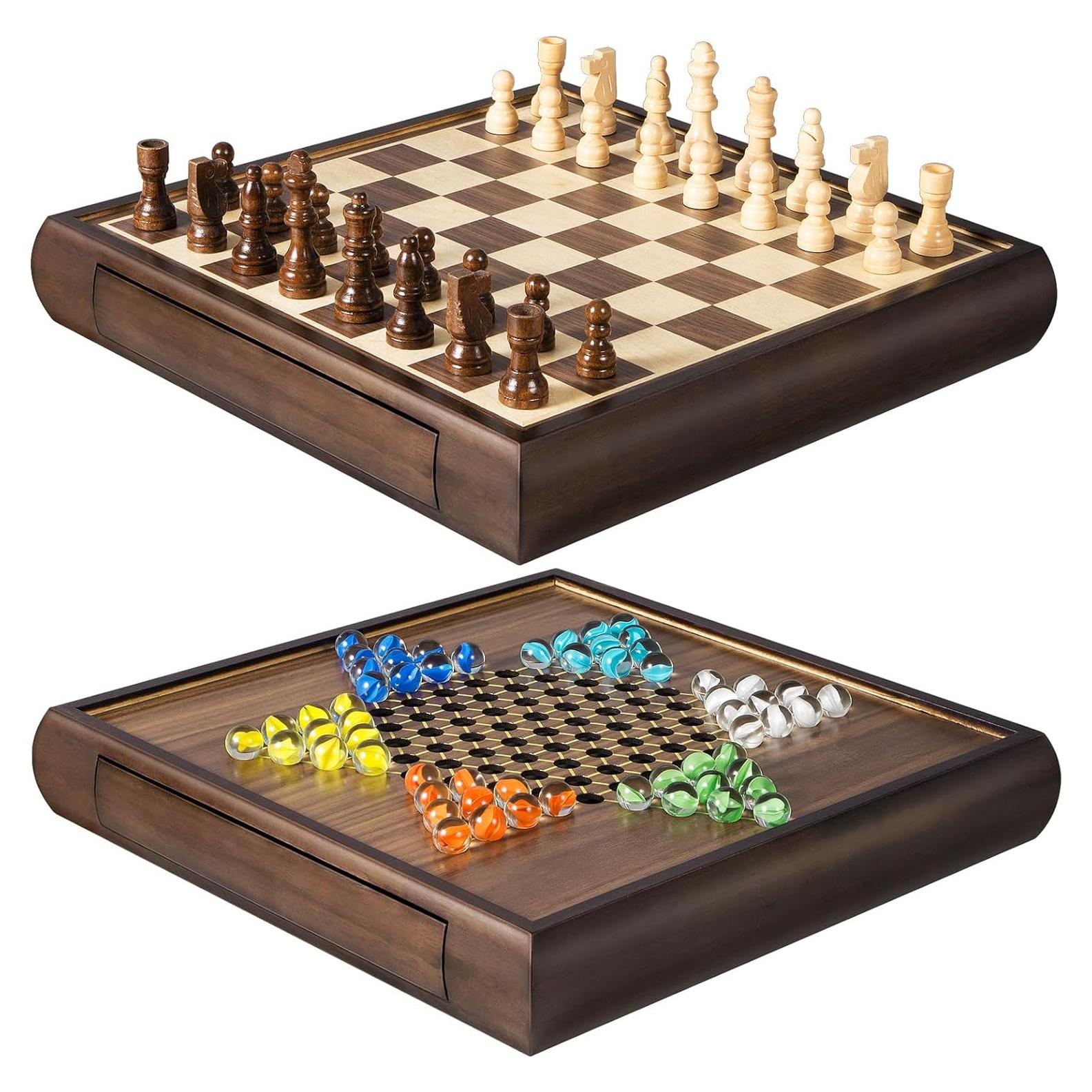 Juego de Ajedrez Magnético 2 en 1 ELONGDI Tablero Madera 33cm