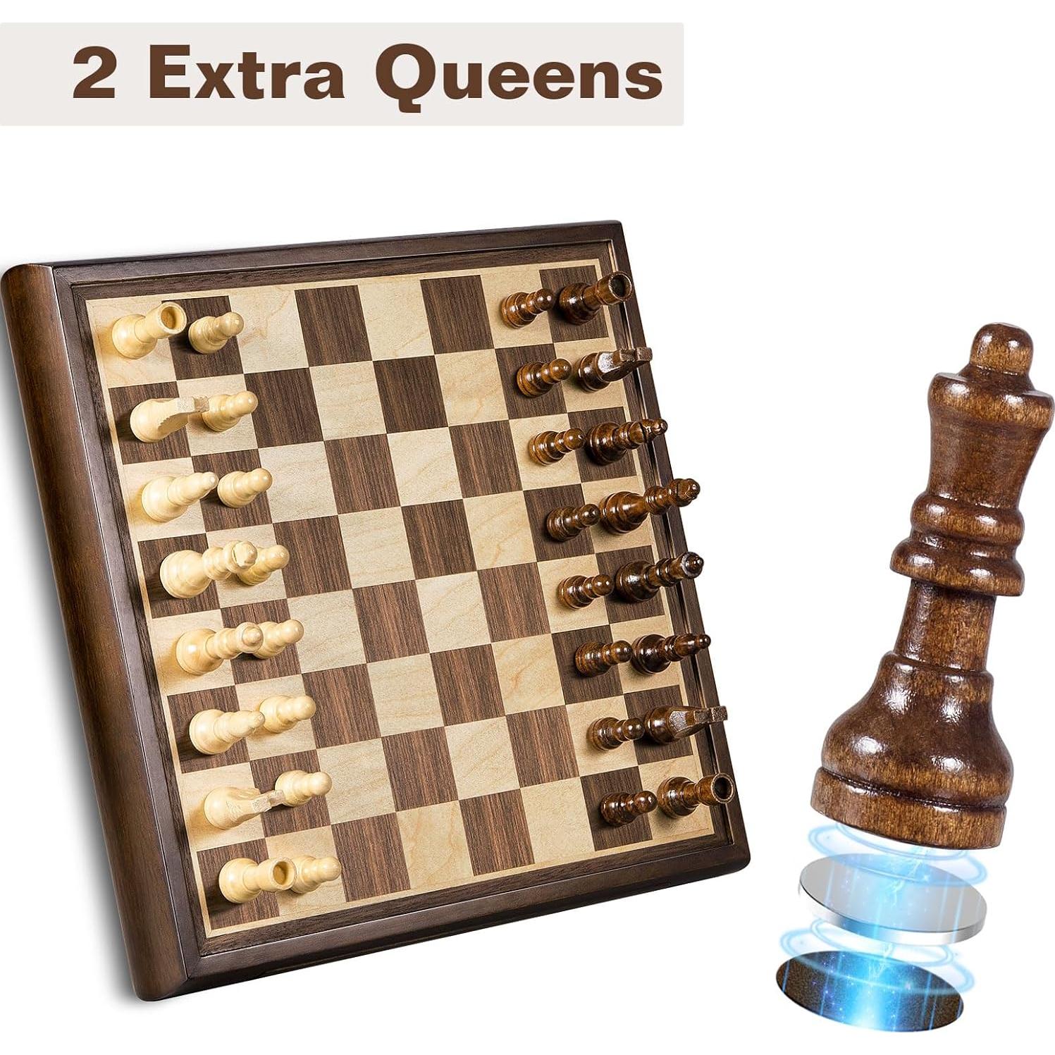 Juego de Ajedrez Magnético 2 en 1 ELONGDI Tablero Madera 33cm