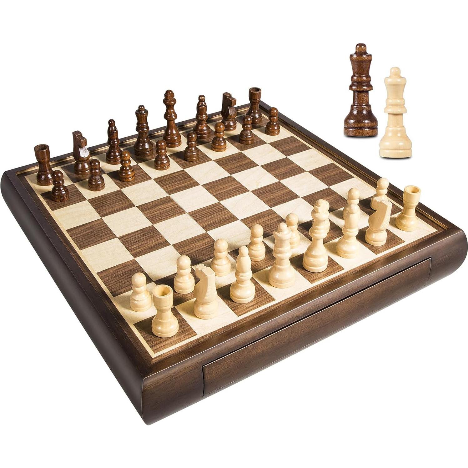 Juego de Ajedrez Magnético 2 en 1 ELONGDI Tablero Madera 33cm