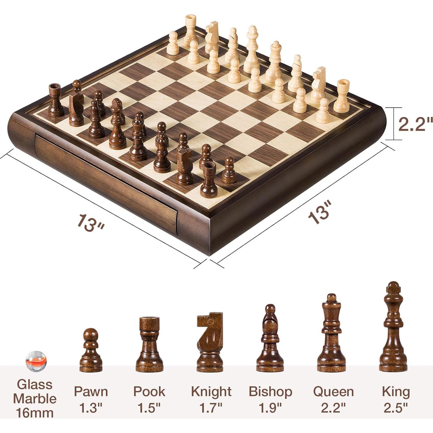 Juego de Ajedrez Magnético 2 en 1 ELONGDI Tablero Madera 33cm