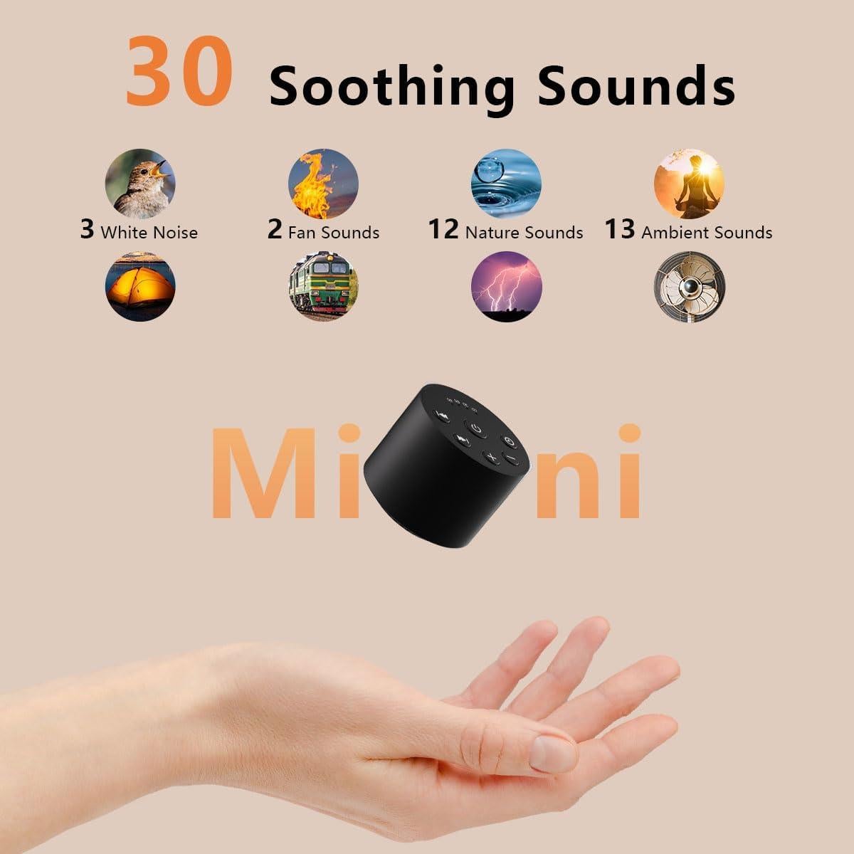 Máquina de Sonido Portátil Color Noise con 30 Sonidos y 32 Niveles de Volumen